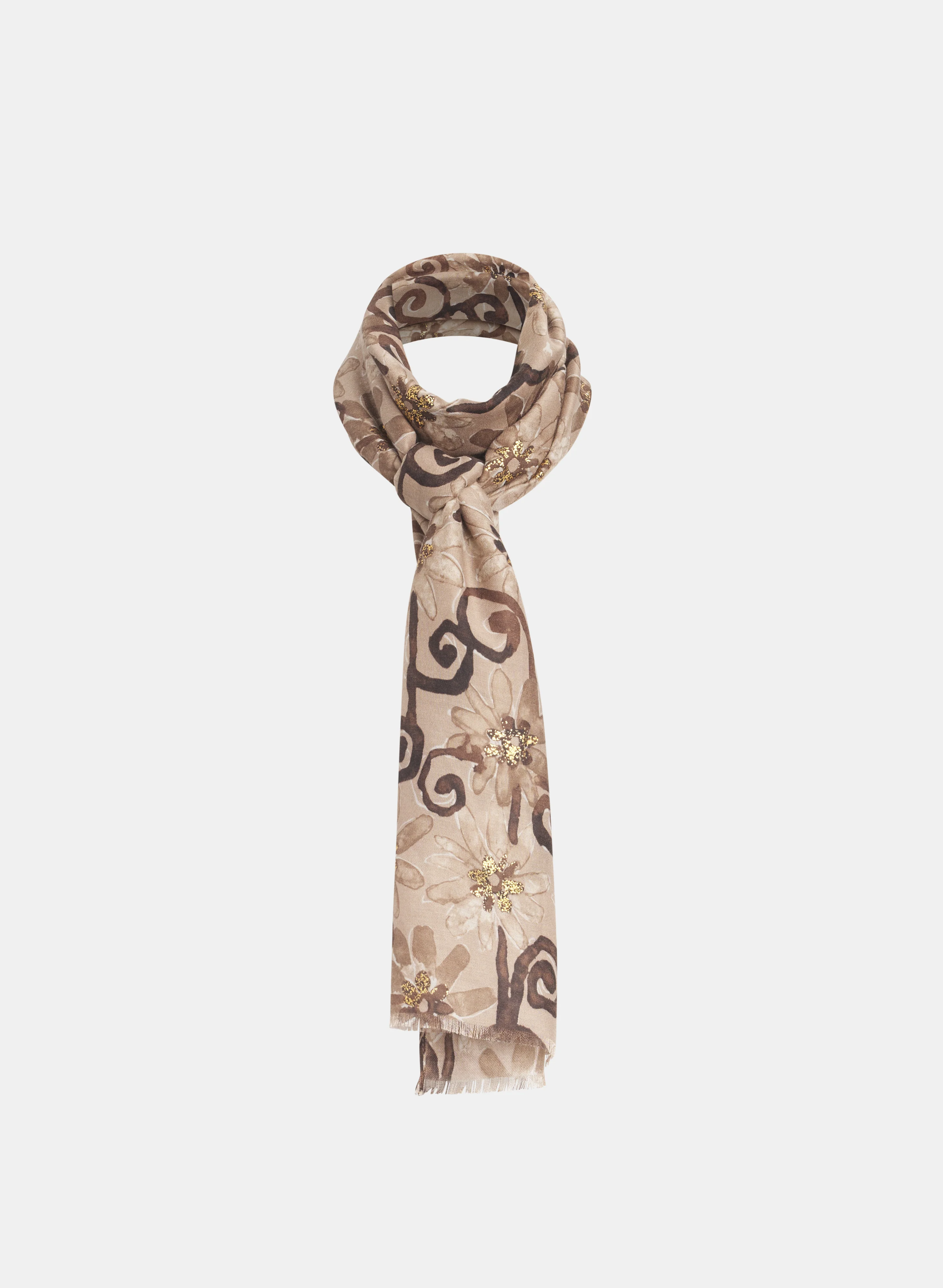 Metallic Floral Print Scarf