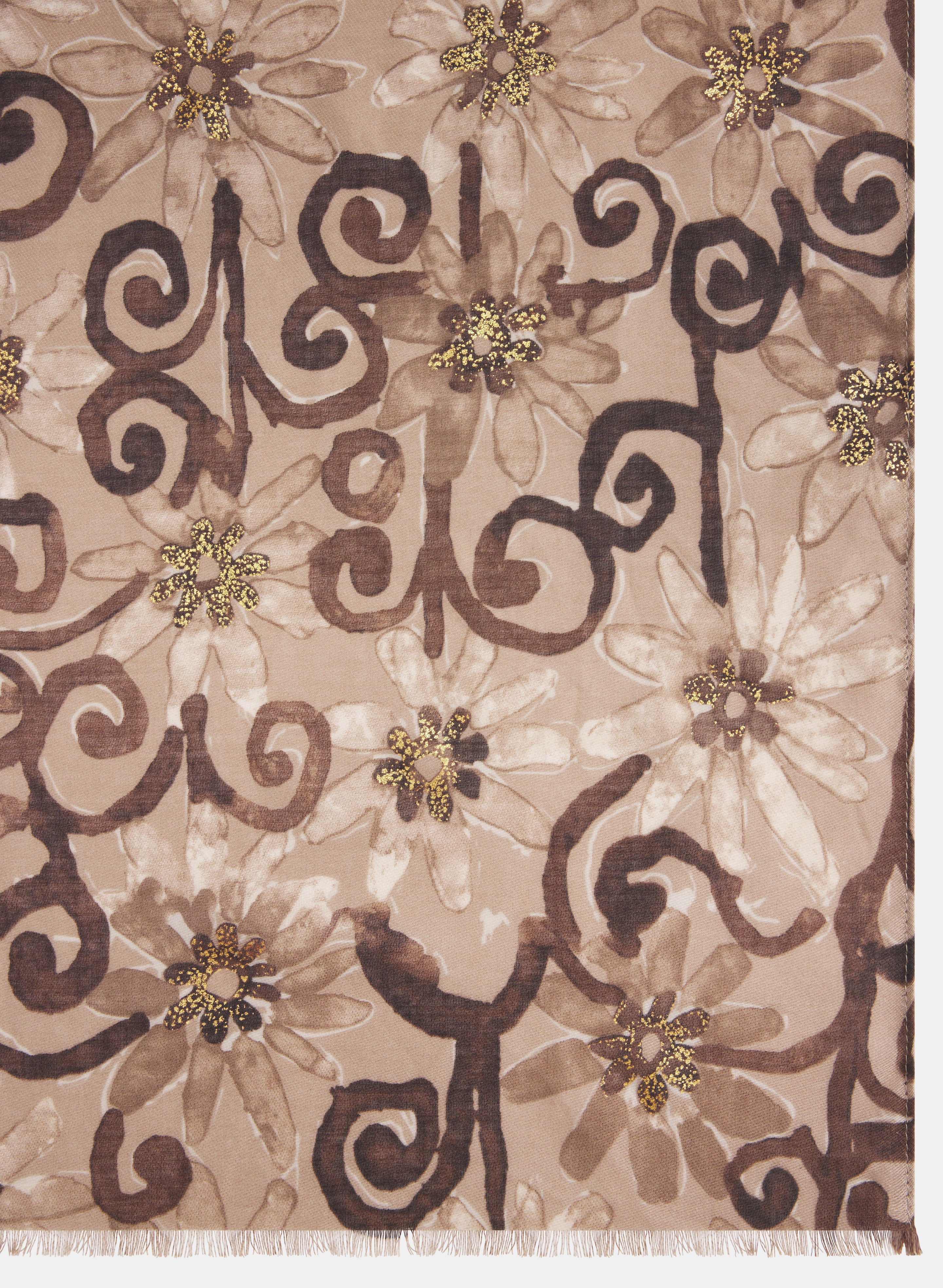 Metallic Floral Print Scarf - Image 3