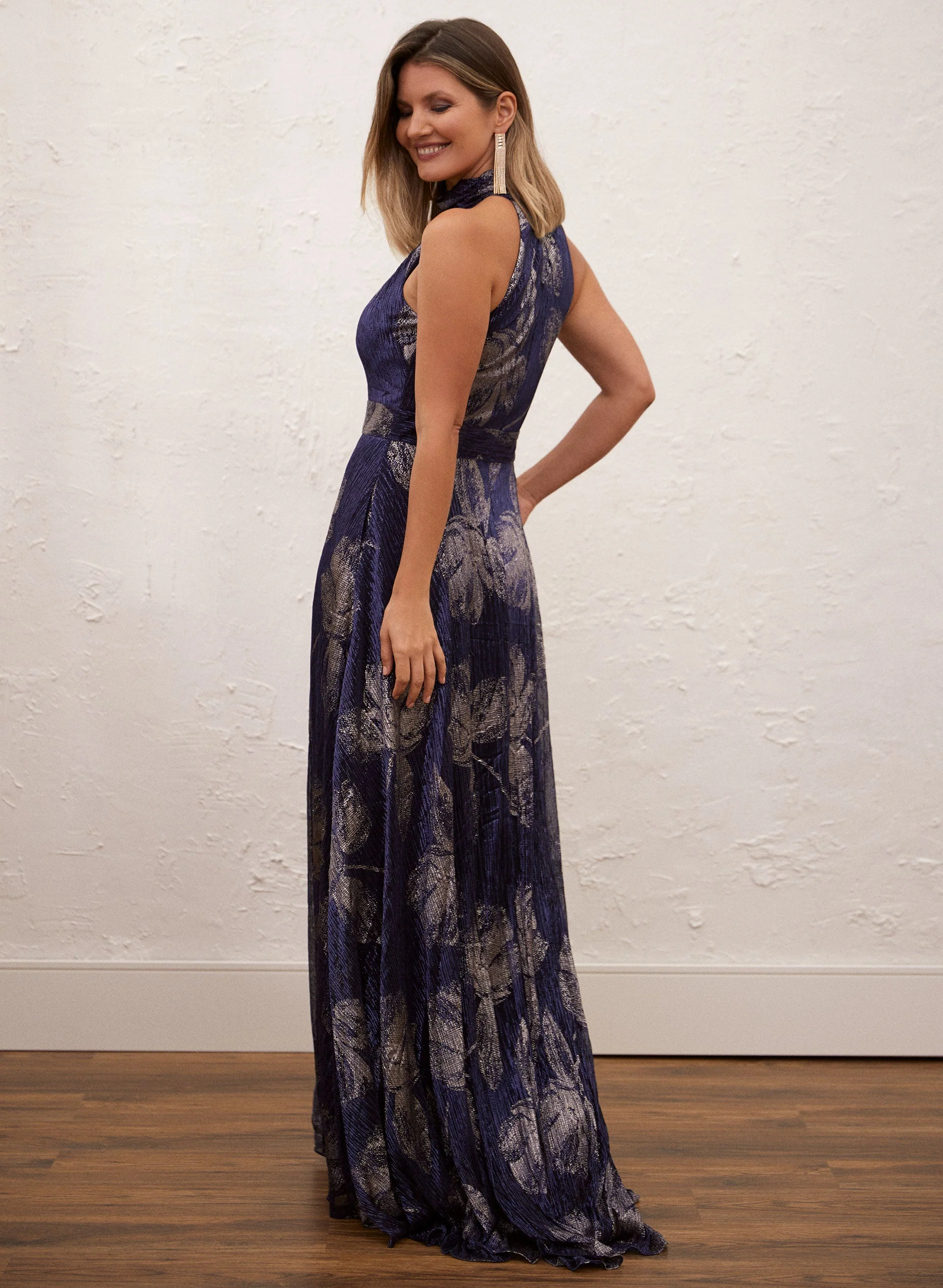Metallic Halter Neck Dress - Image 2