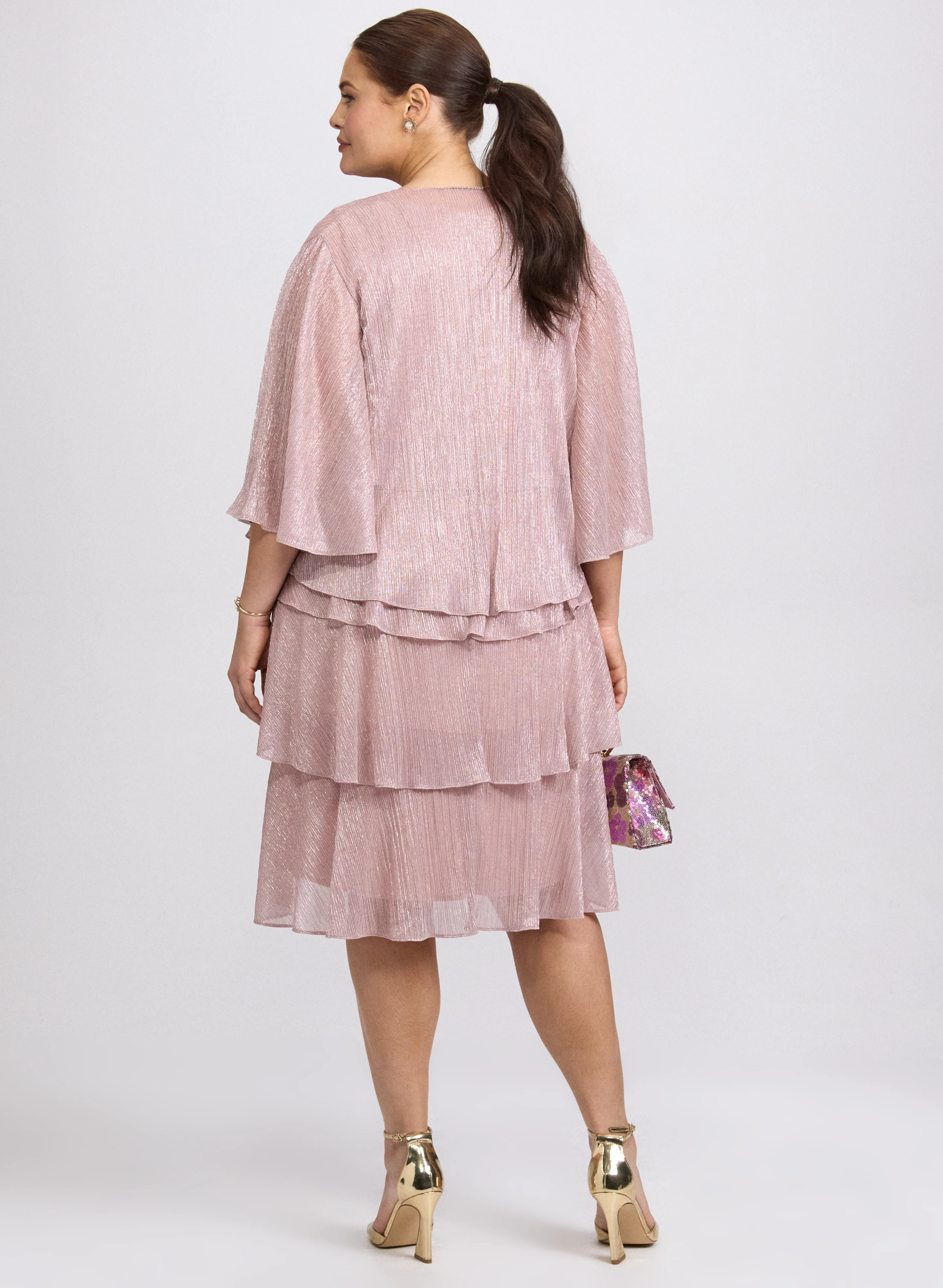 Metallic Jacket & Tiered Dress Set - Image 3