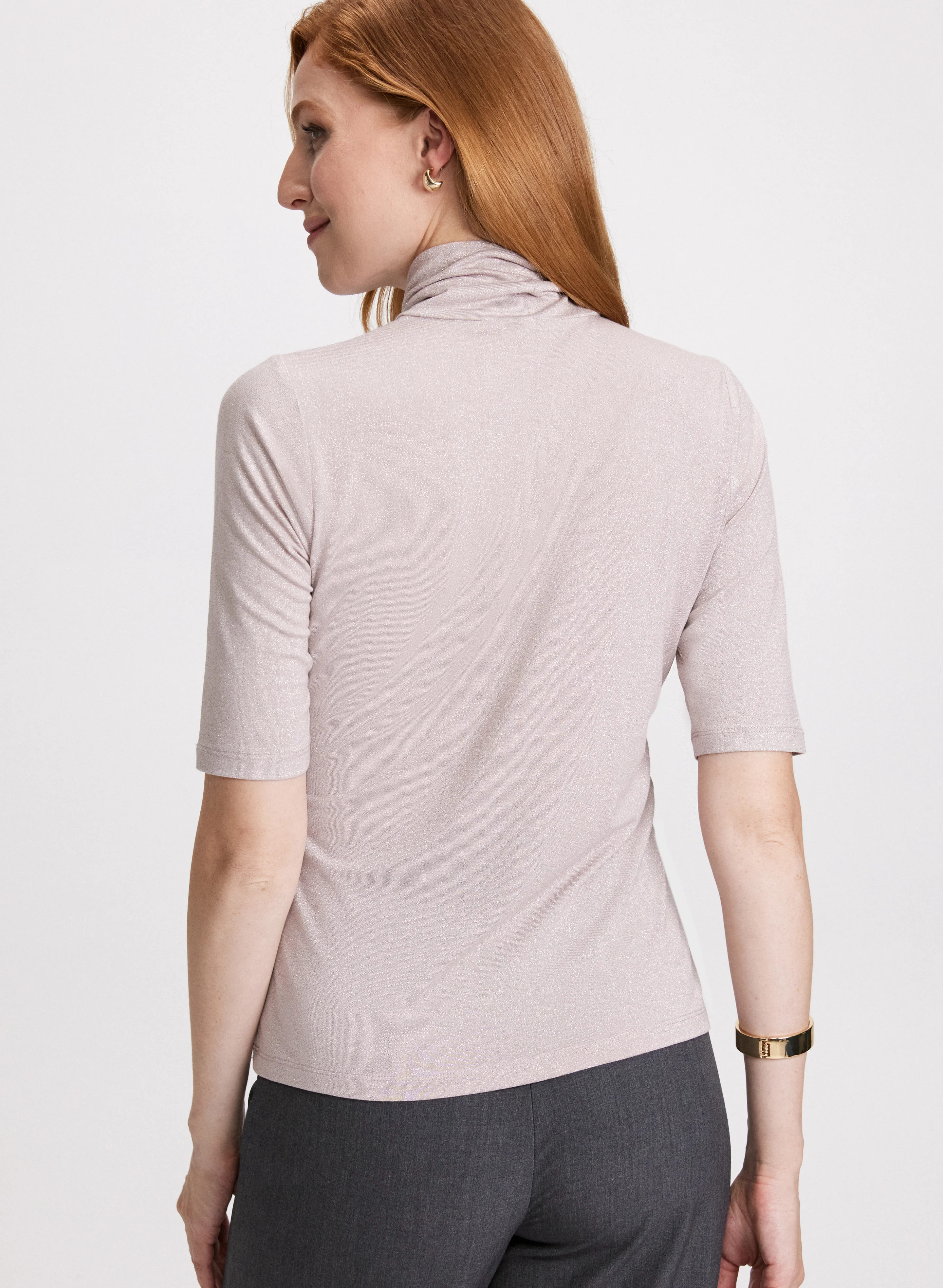 Metallic Knit Turtleneck Top - Image 4