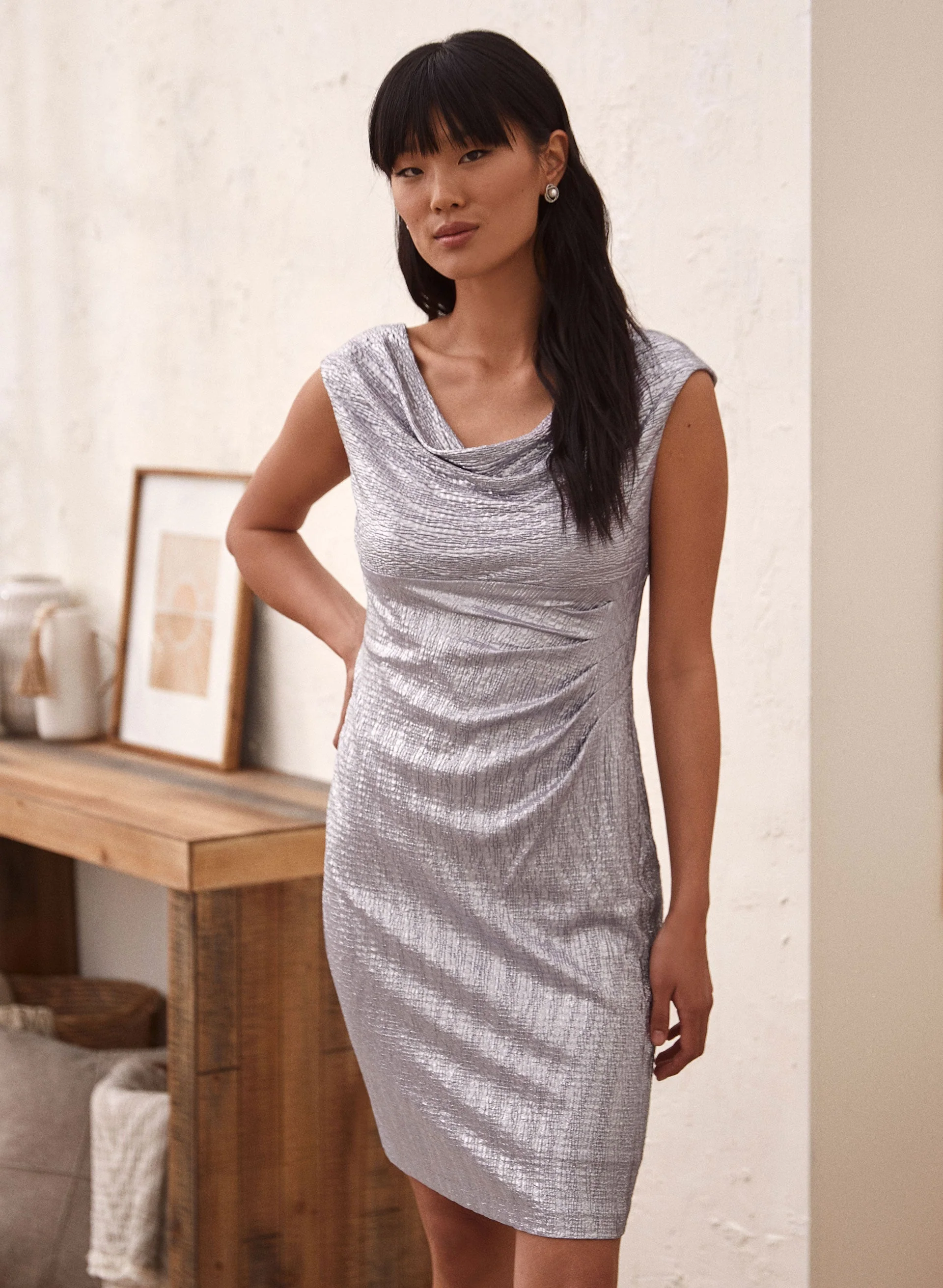 Metallic Sheath Dress - Image 3