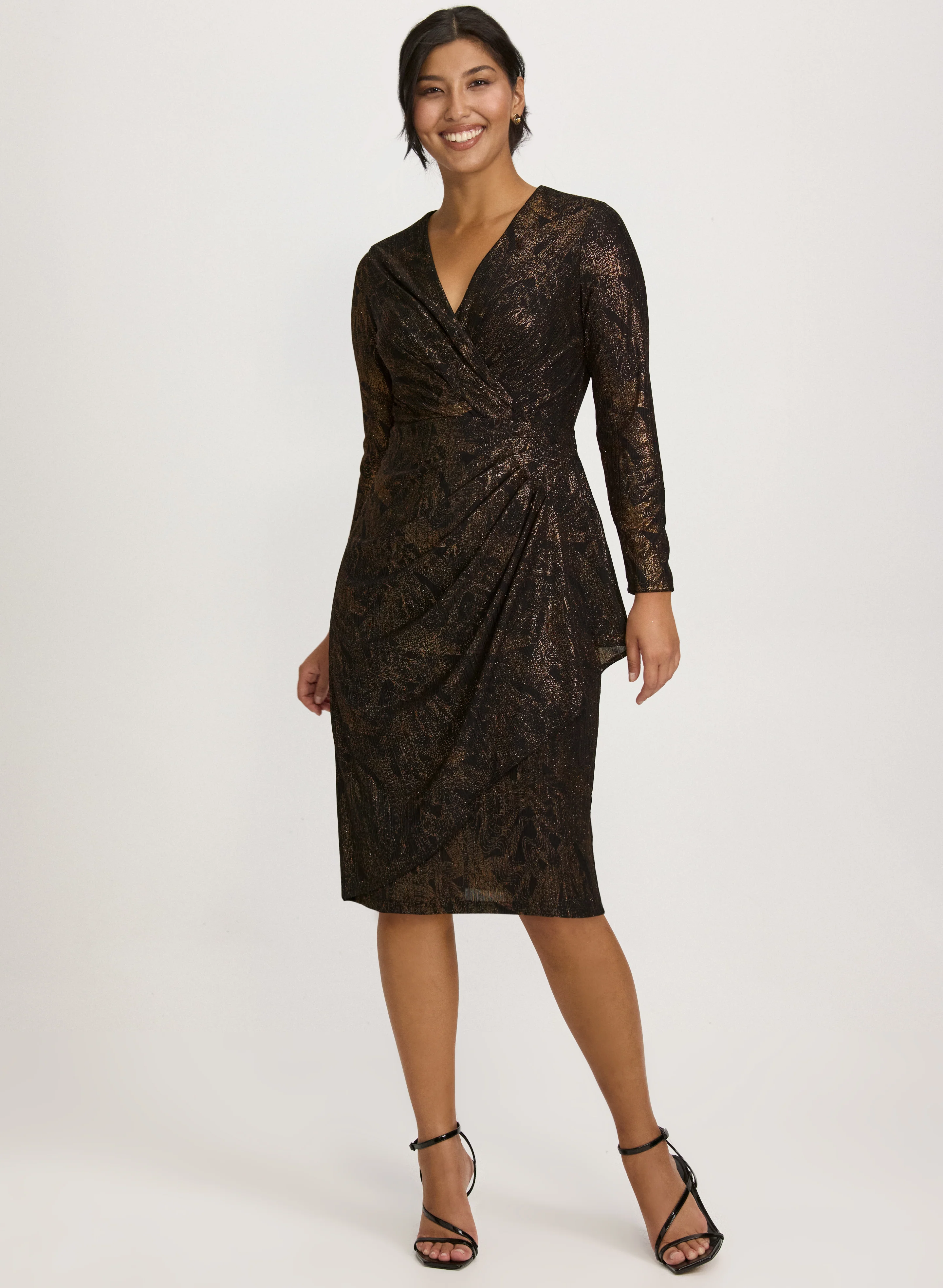 Metallic Waterfall Flounce Dress