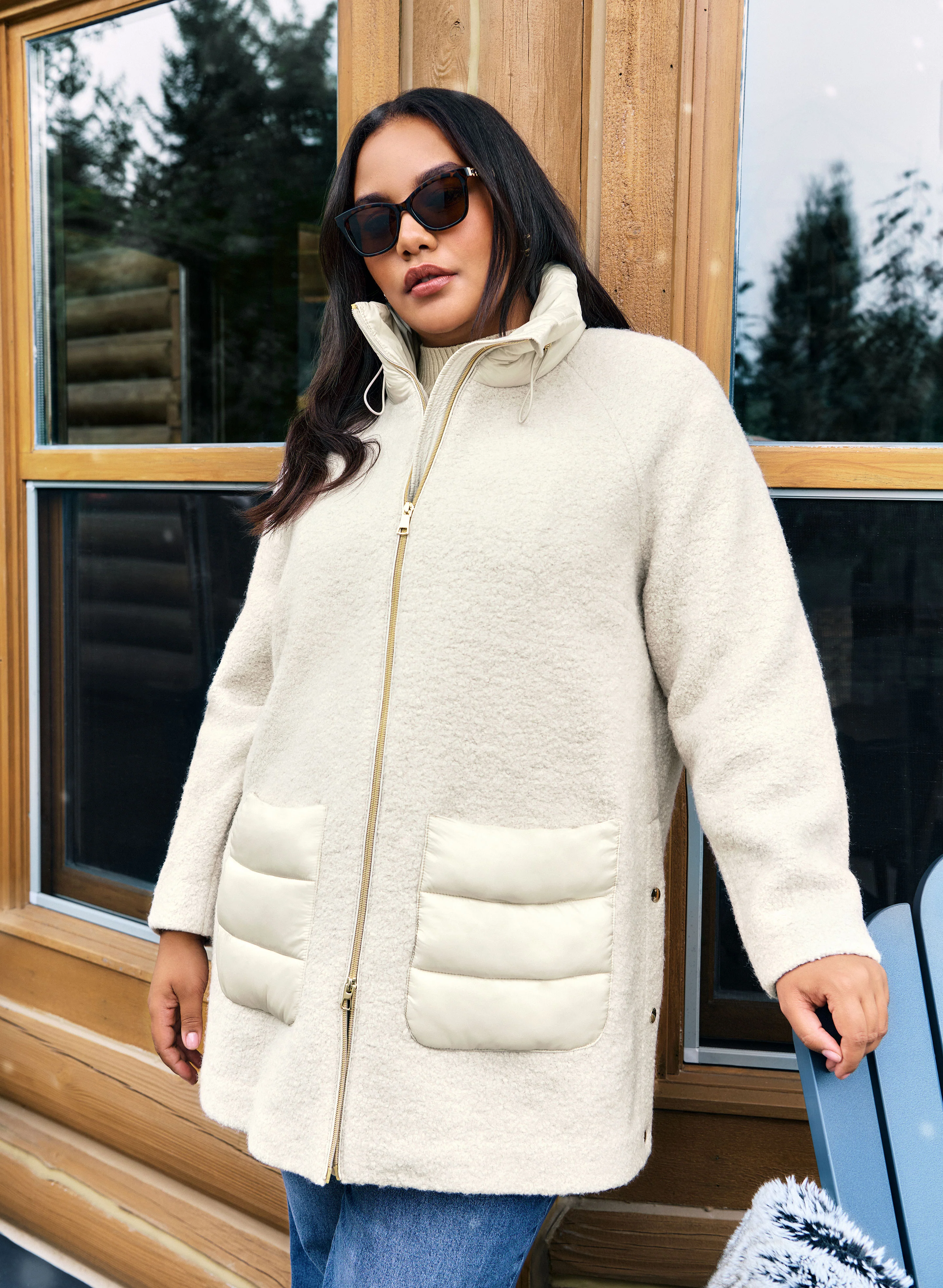 Mixed Puffer Wool-Blend Coat - Image 2