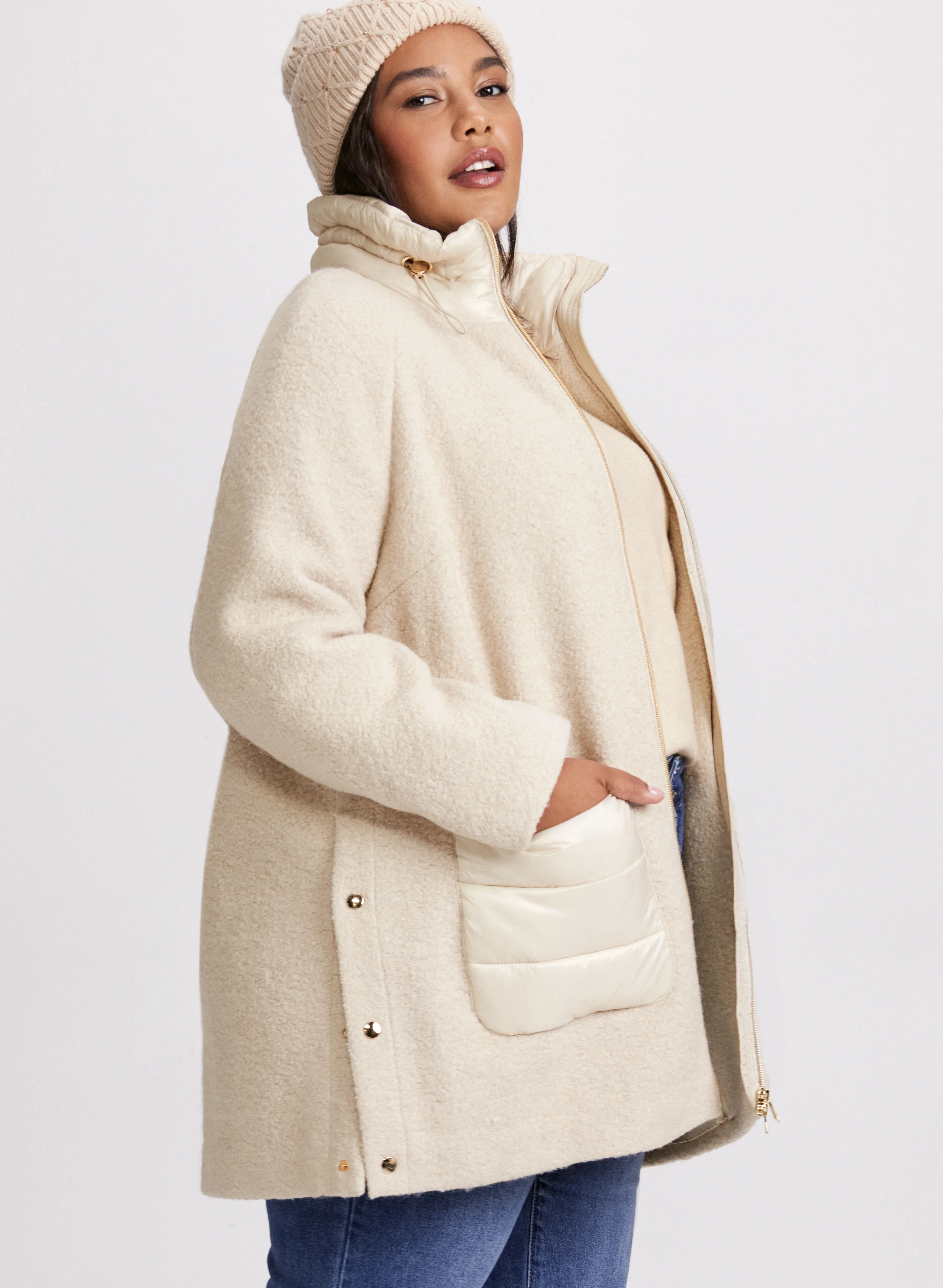 Mixed Puffer Wool-Blend Coat - Image 3