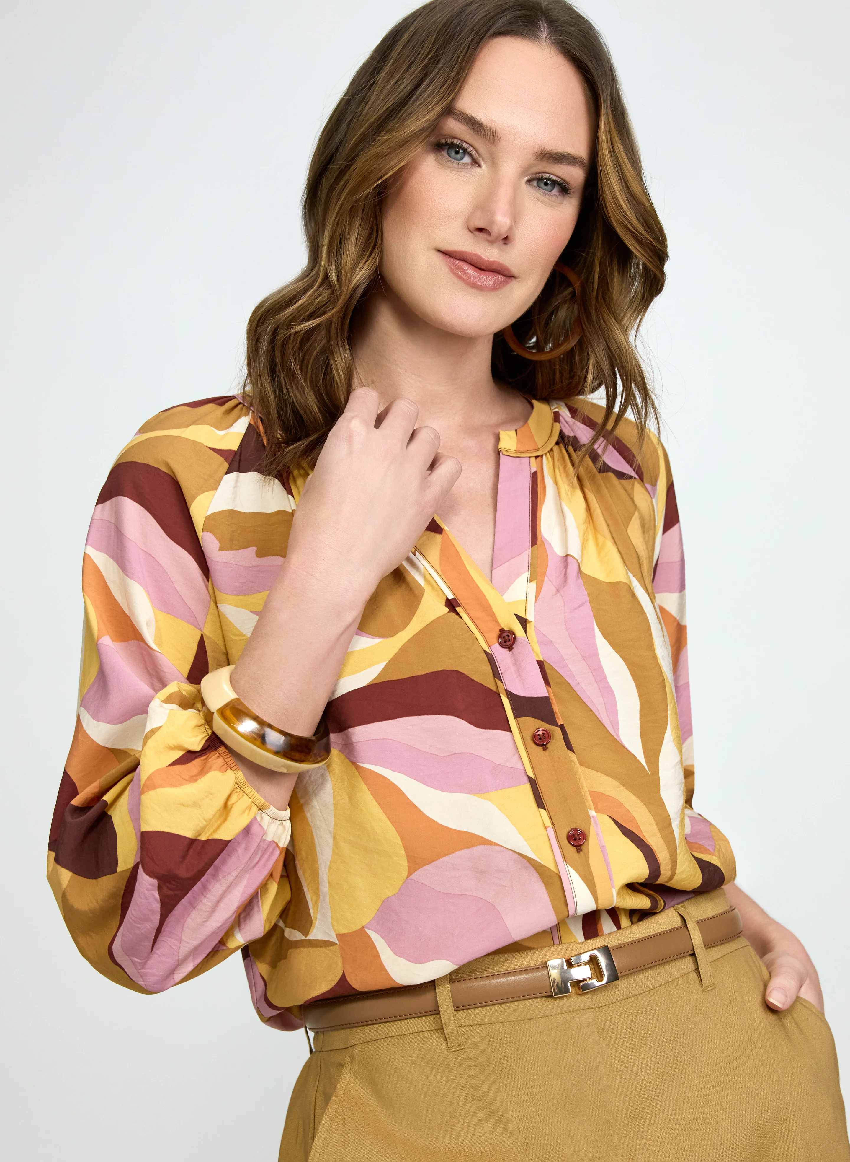 Multicolour Leaf Print Blouse