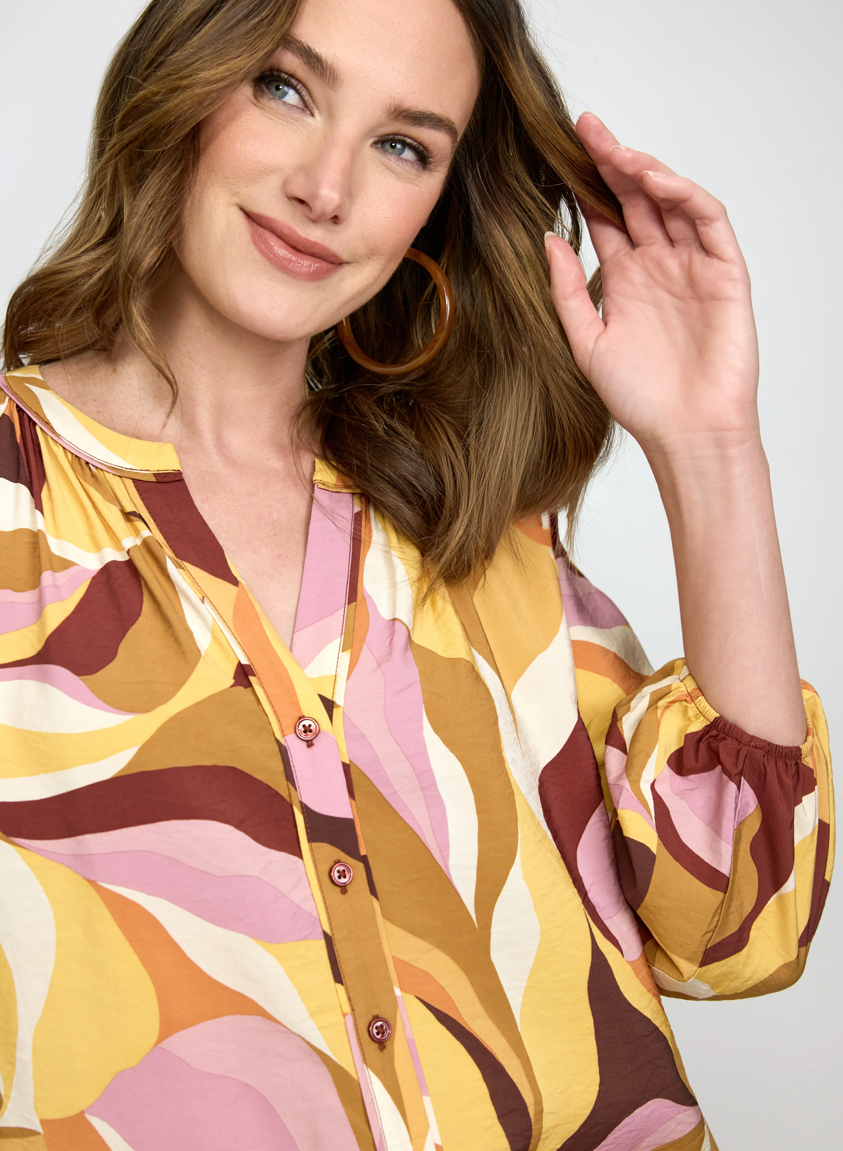 Multicolour Leaf Print Blouse - Image 3