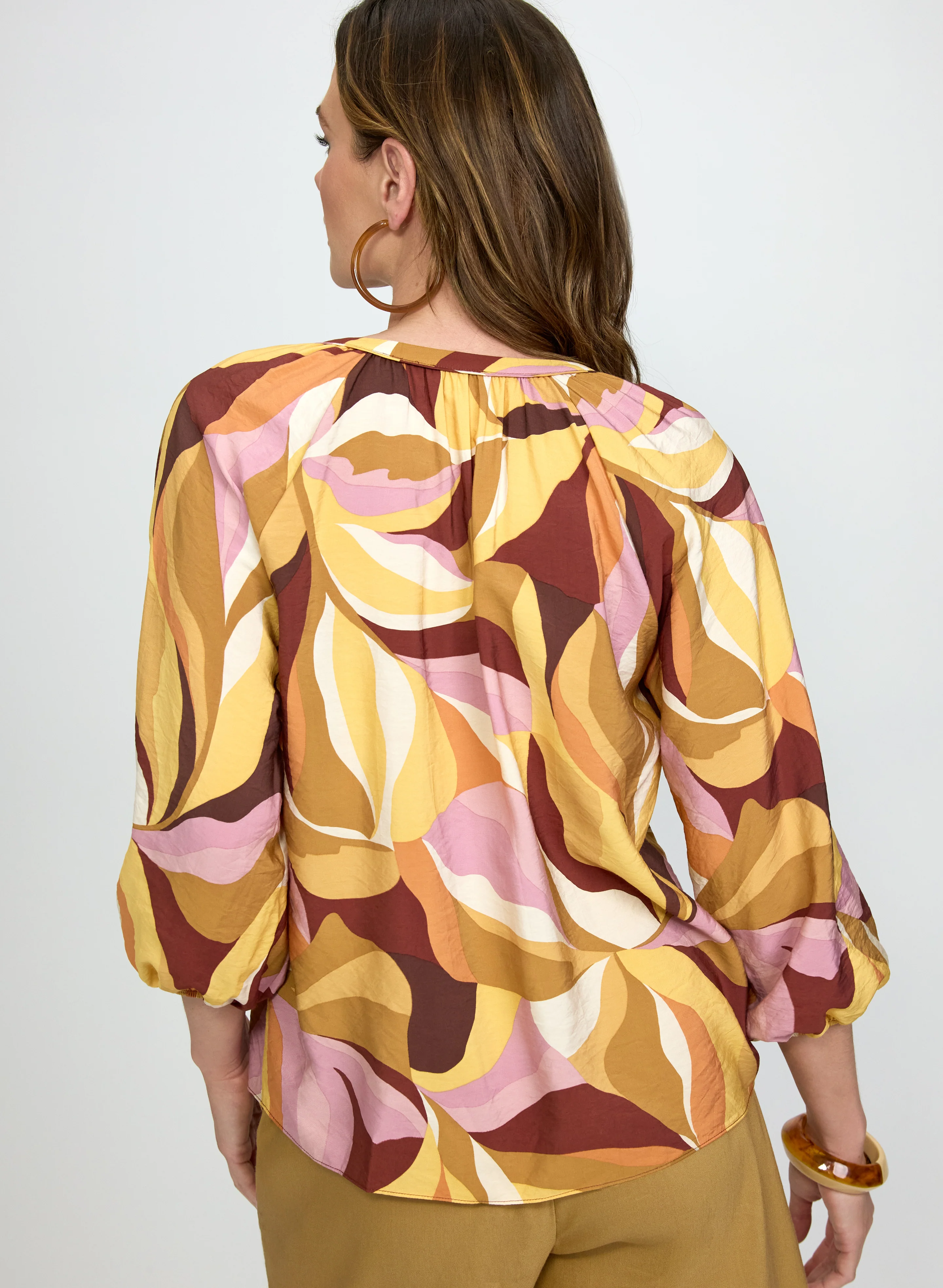 Multicolour Leaf Print Blouse - Image 4