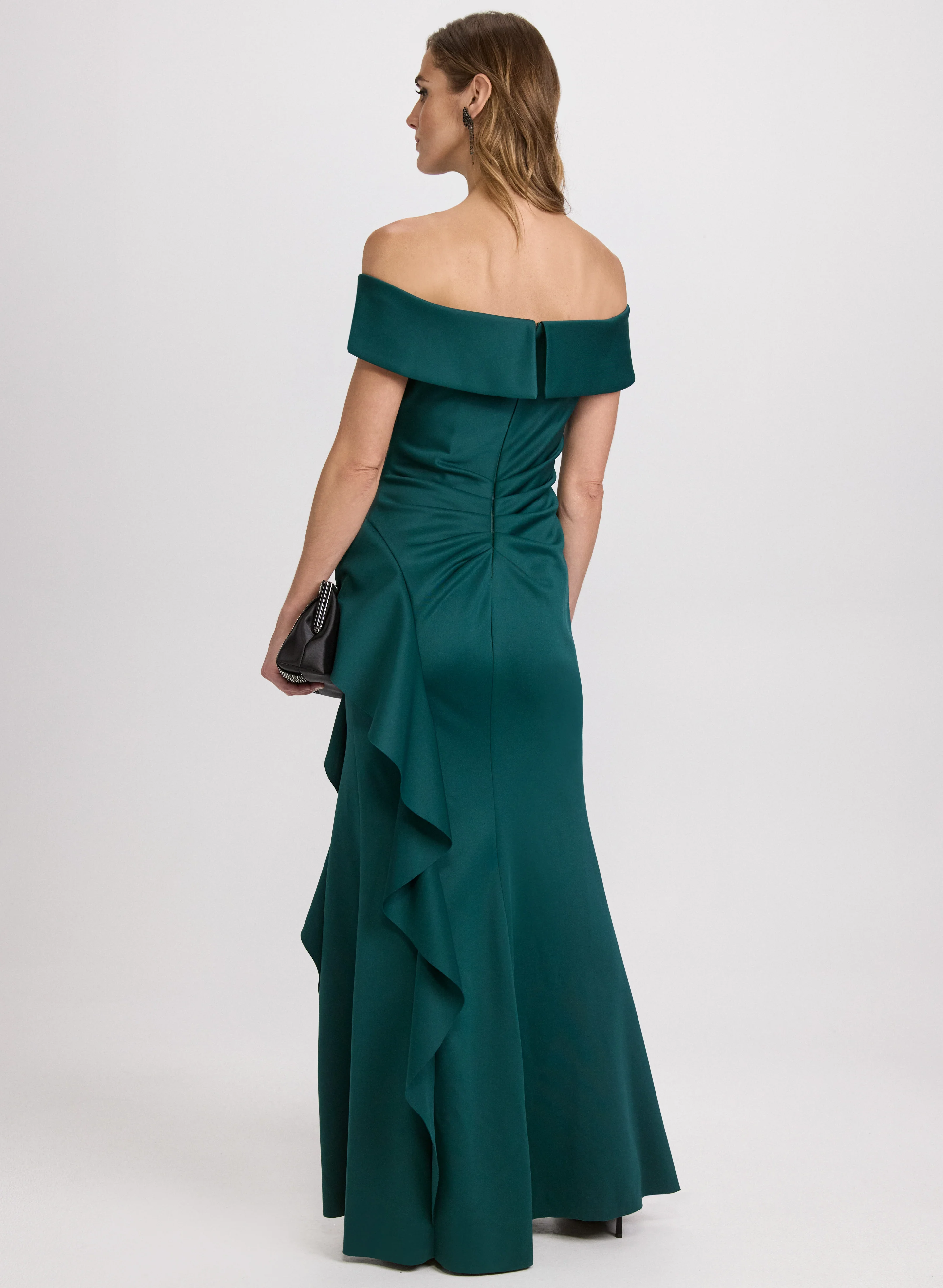 Off-Shoulder Waterfall Ruffle Dress - Image 3