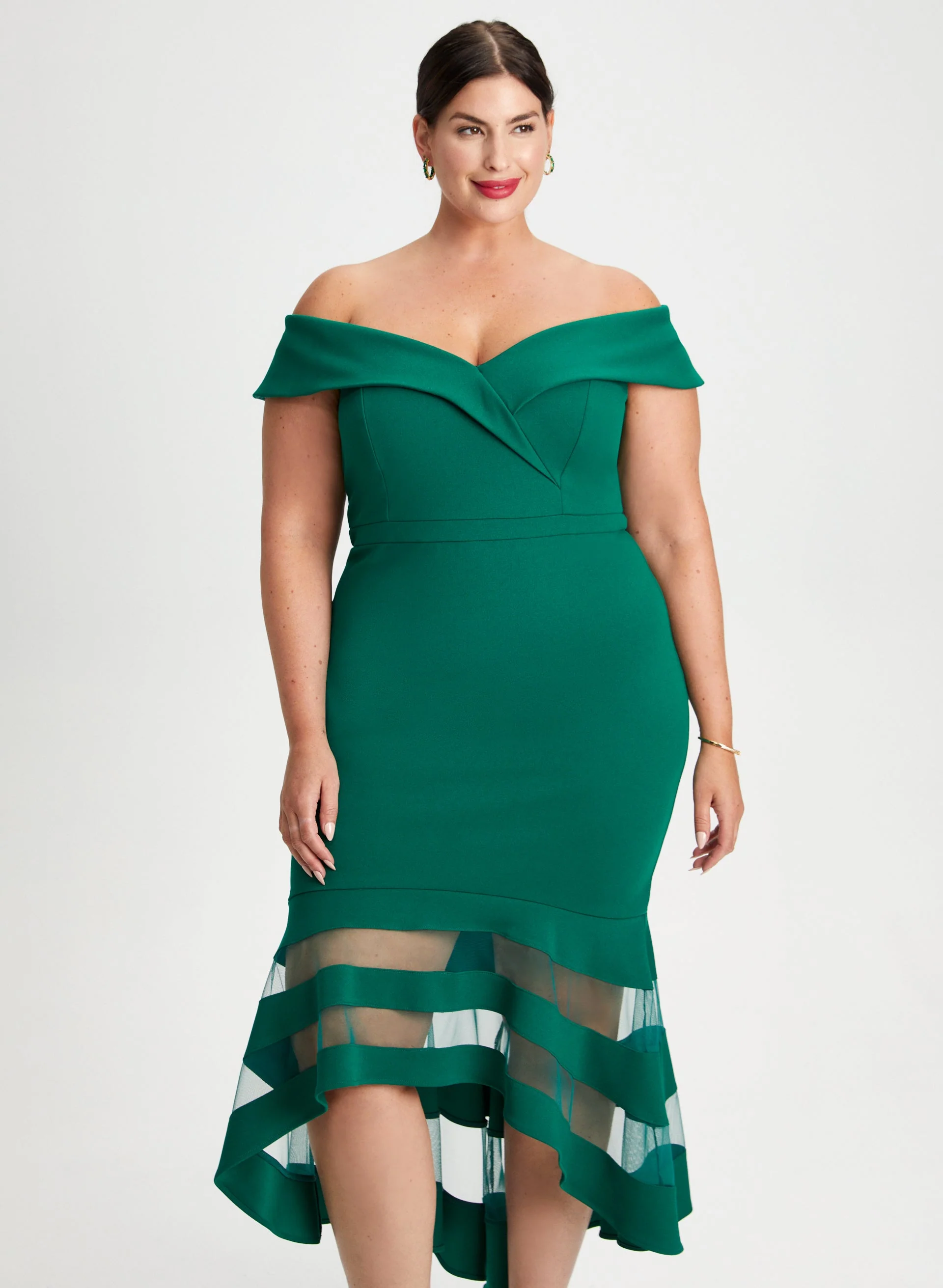 Off-the-Shoulder Mesh Detail Dress - Image 5