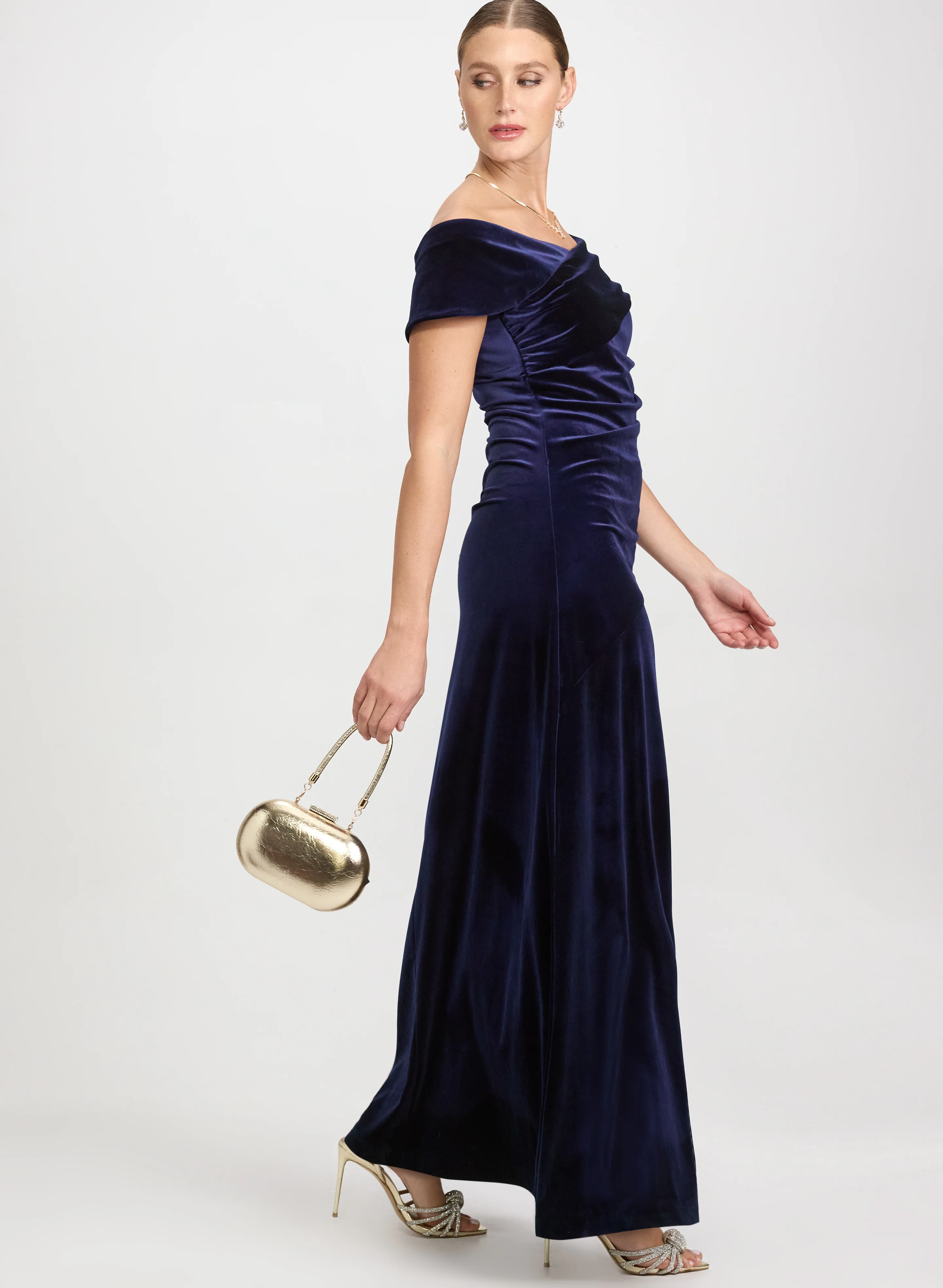 Off-The-Shoulder Velvet Dress - Image 2