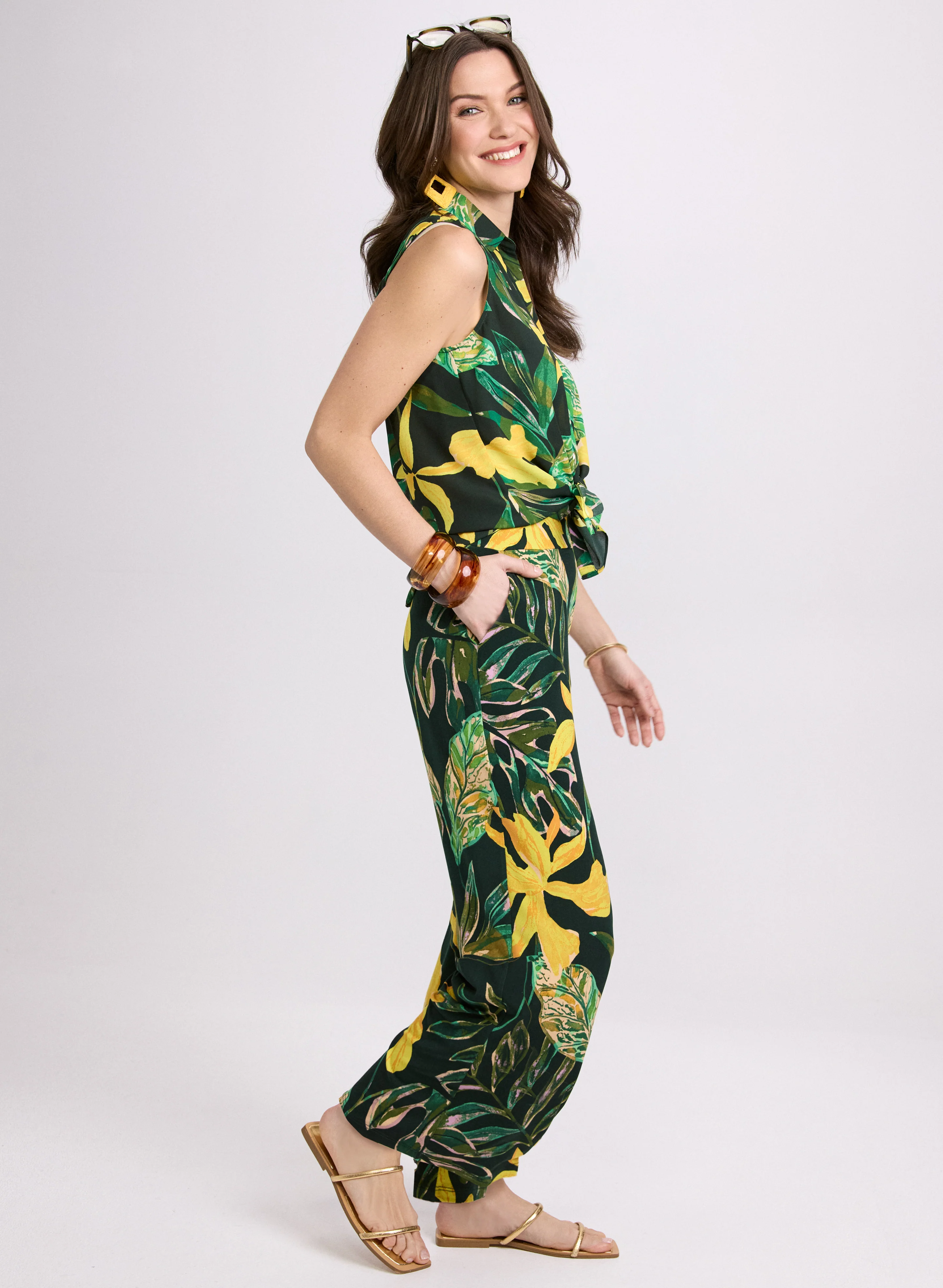 Olivia Palm Print Pants - Image 5