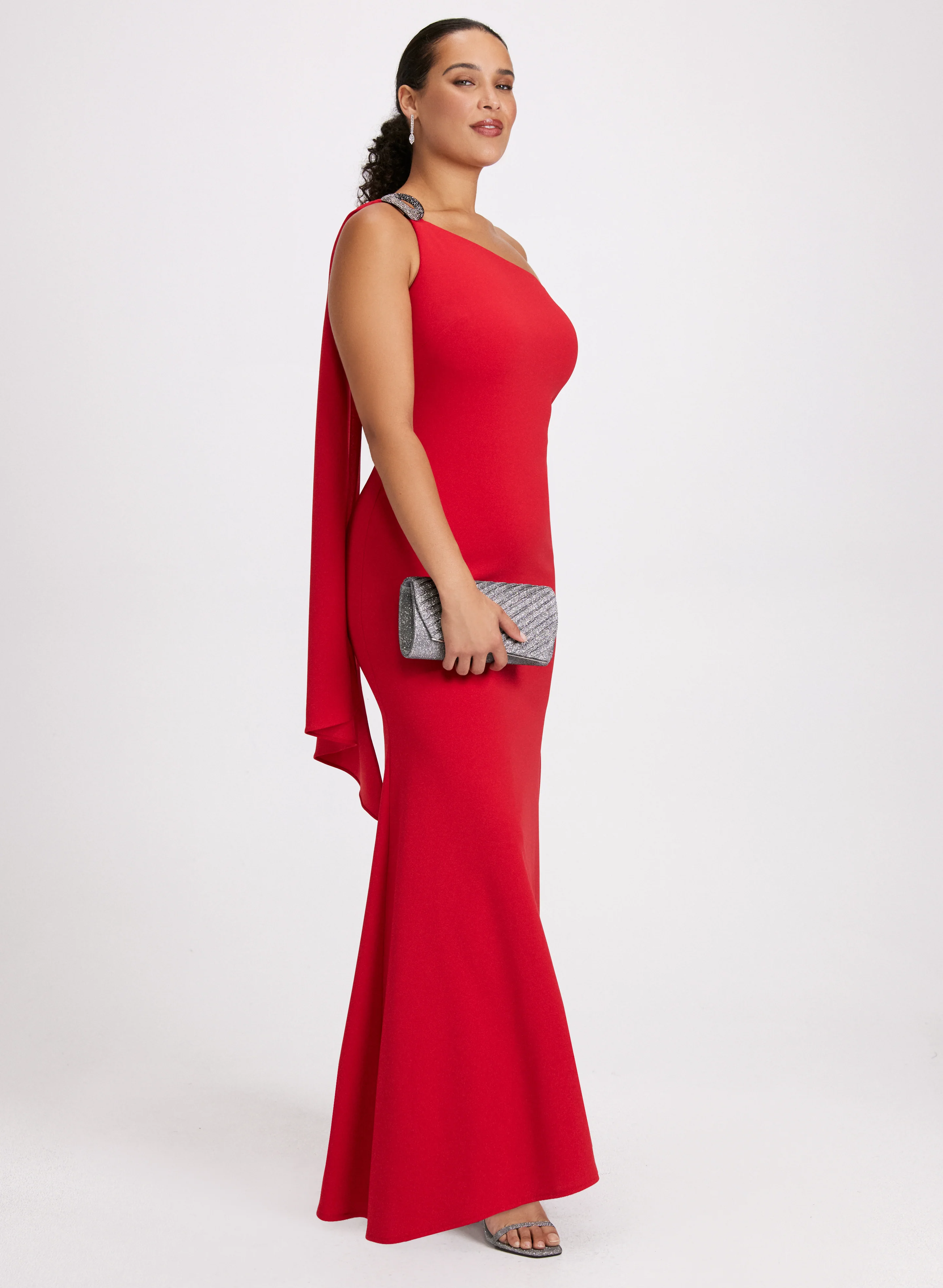 One-Shoulder Crepe Dress - Image 2