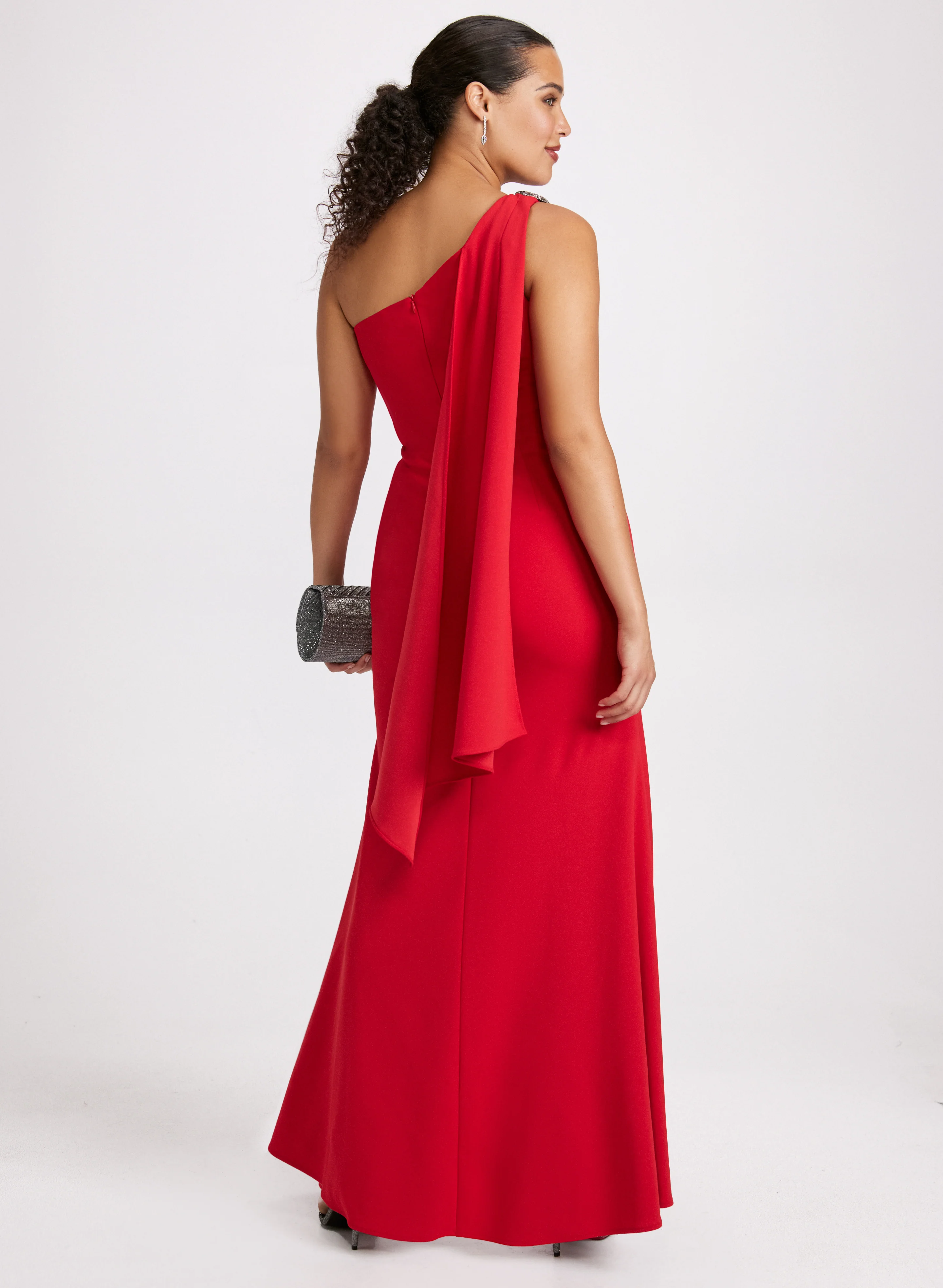 One-Shoulder Crepe Dress - Image 3