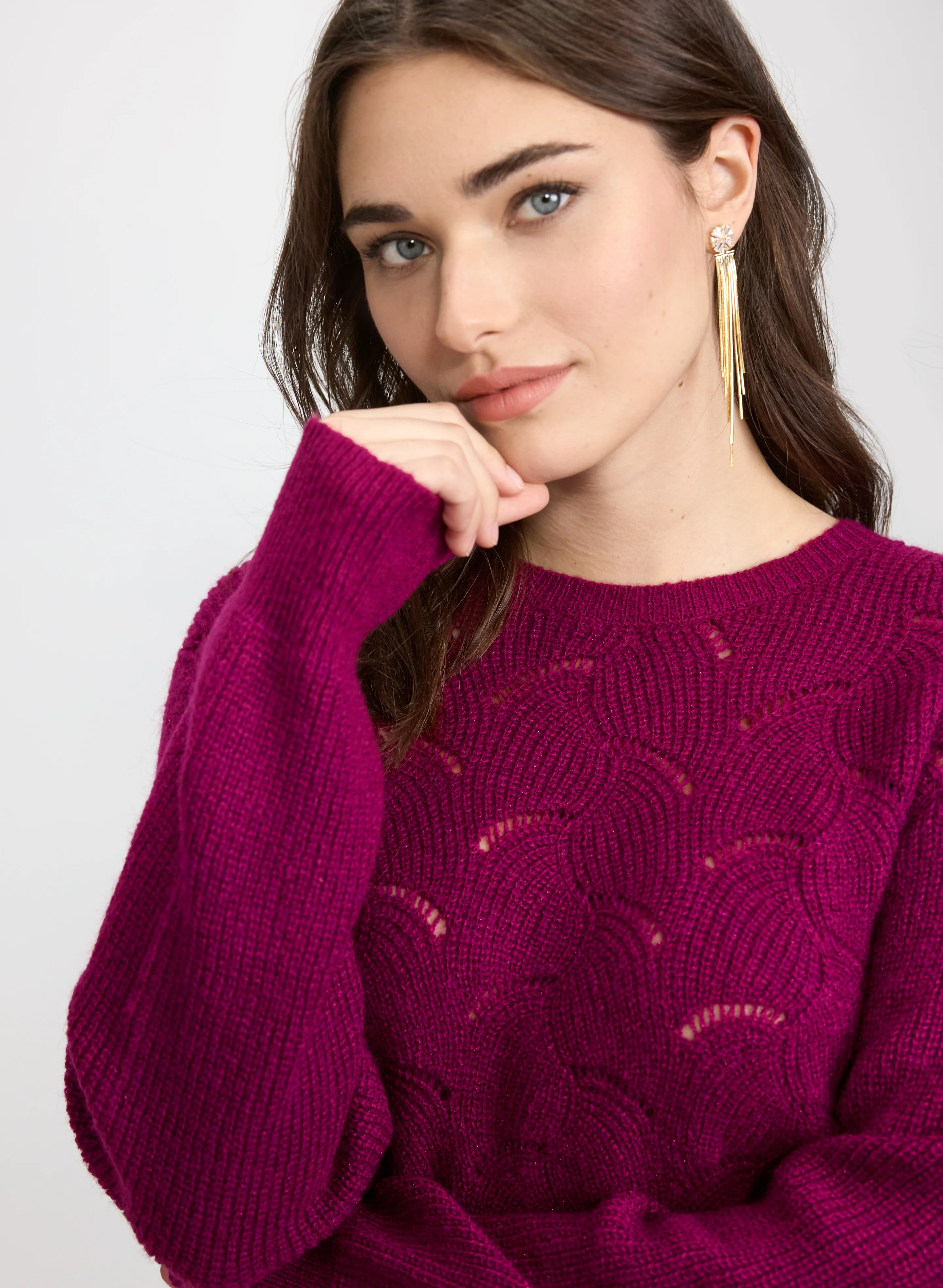 Open Knit Metallic Sweater - Image 2