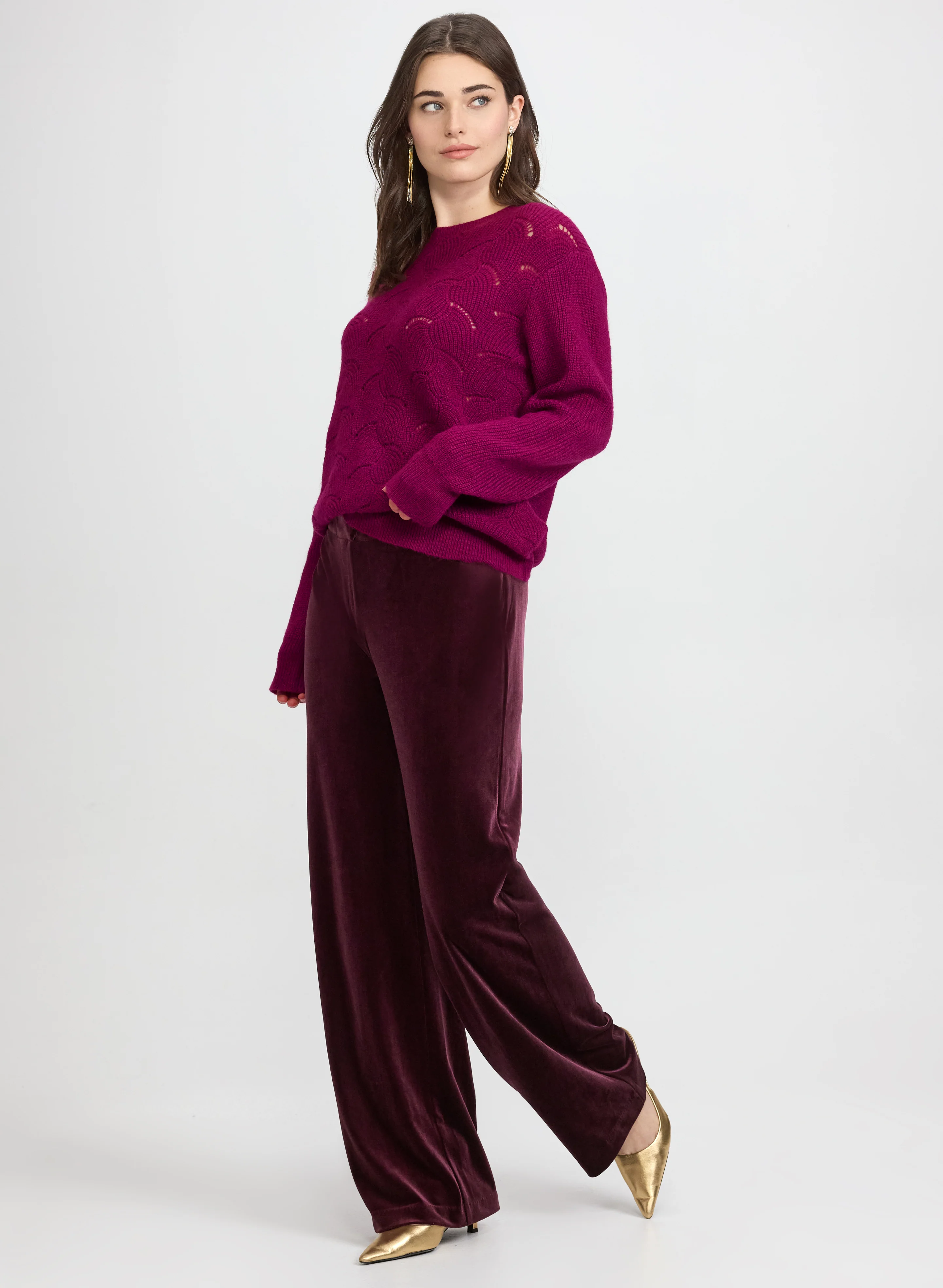 Open Knit Metallic Sweater - Image 3