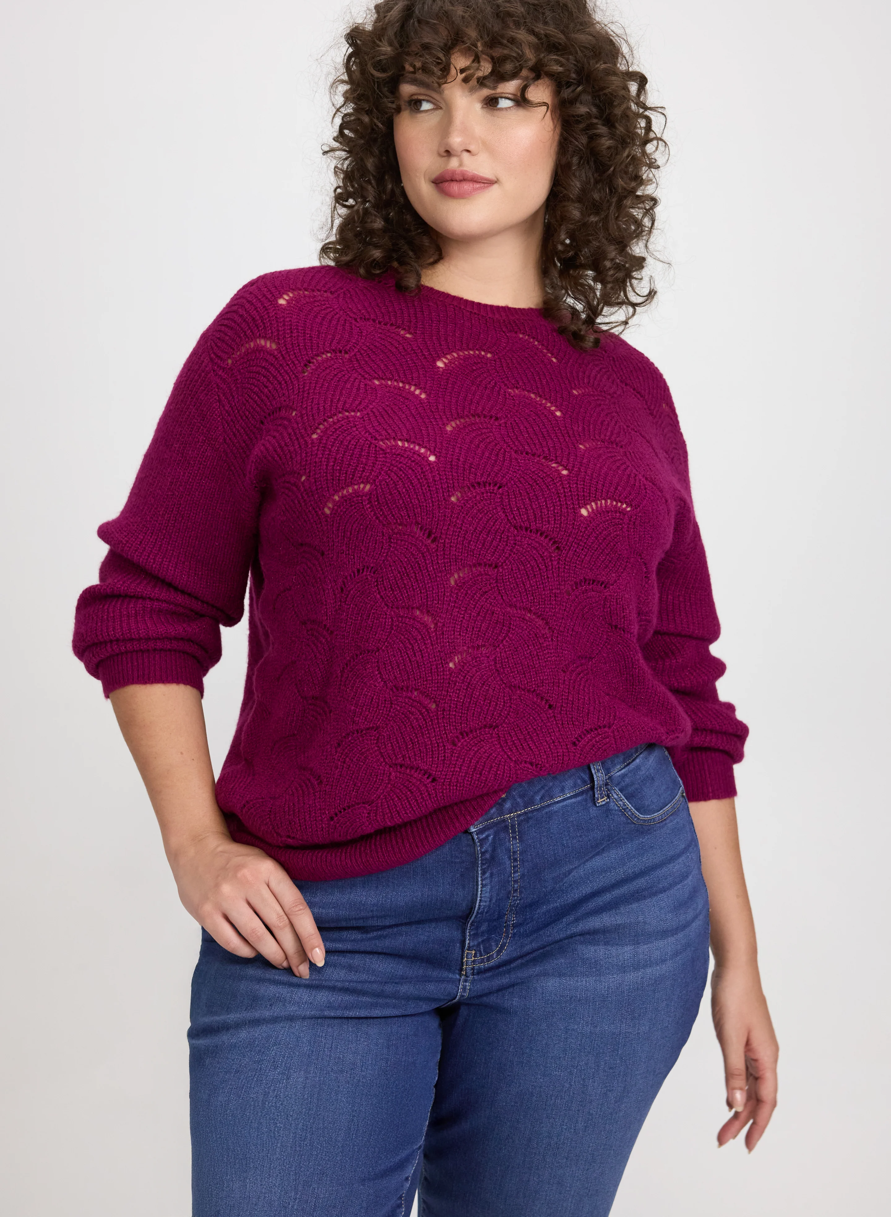 Open Knit Metallic Sweater - Image 6
