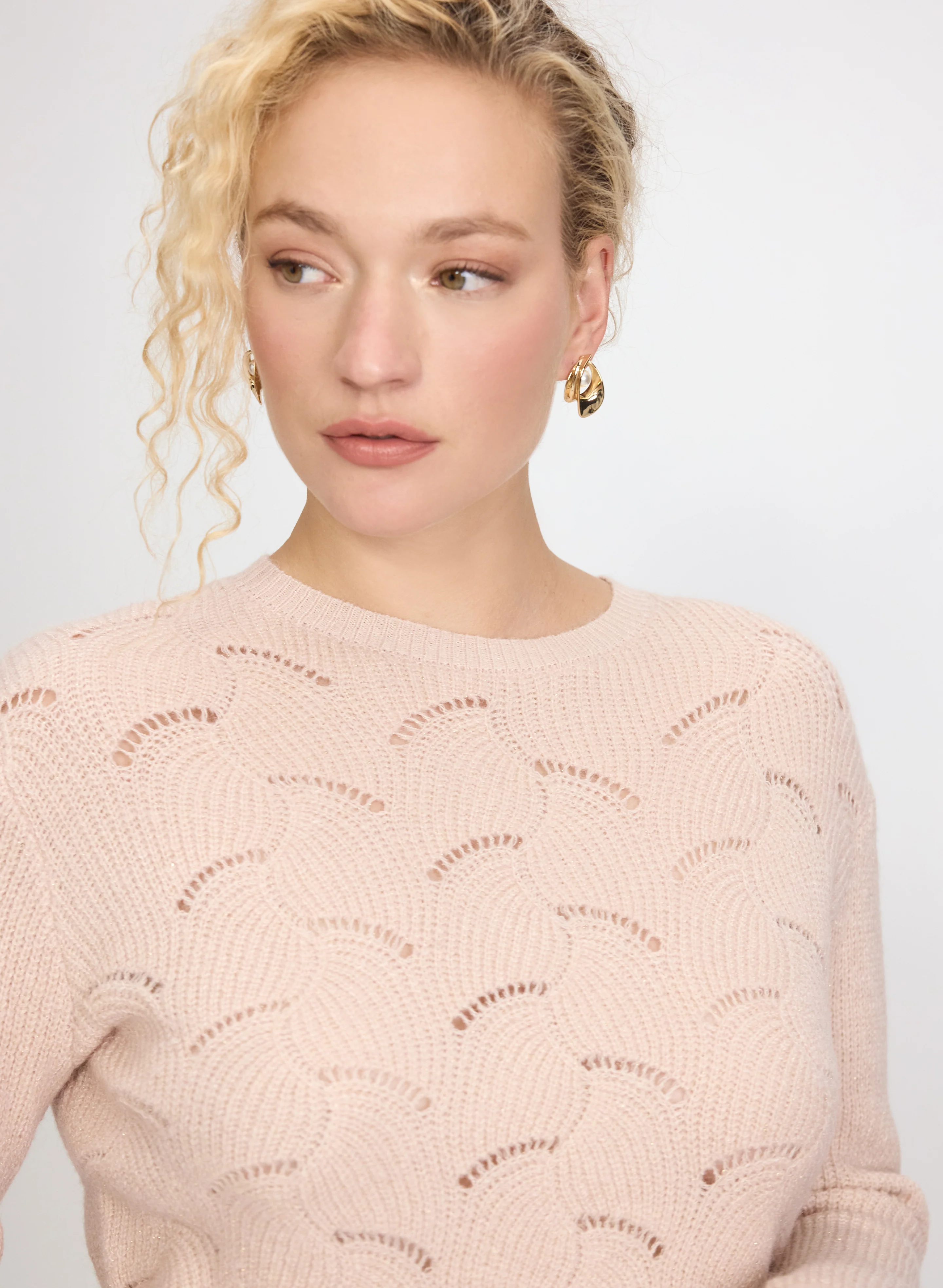Open Knit Metallic Sweater - Image 2