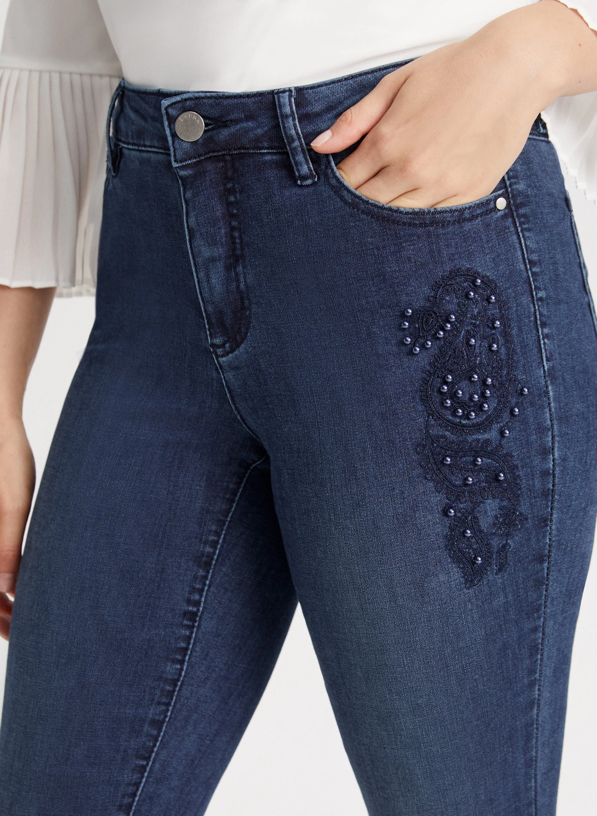 Paisley Appliqué Straight Leg Jeans - Image 2