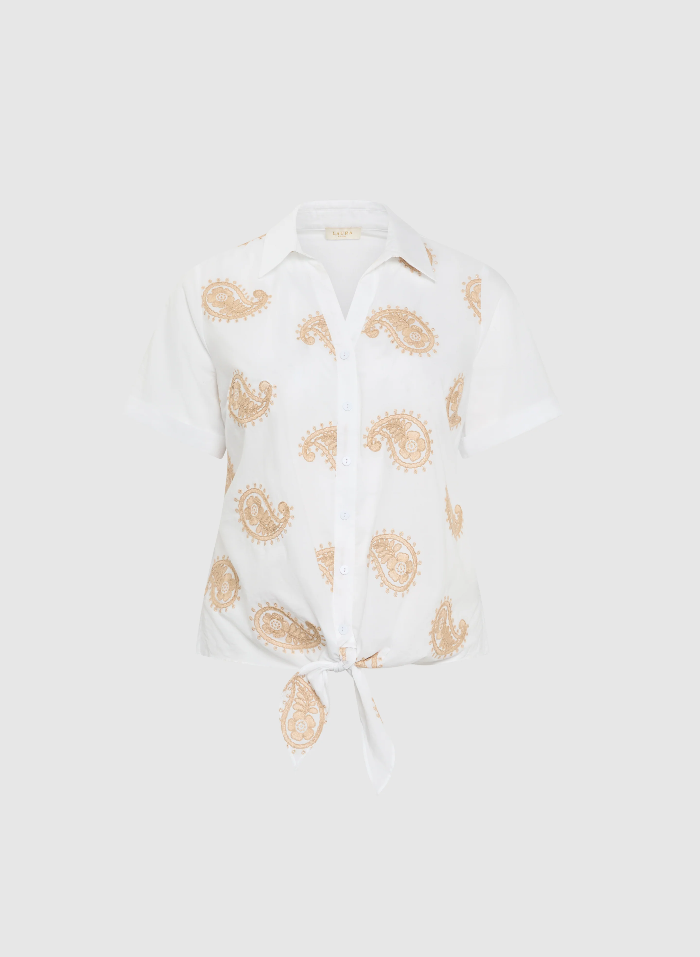 Paisley Embroidered Tie-Front Blouse - Image 6