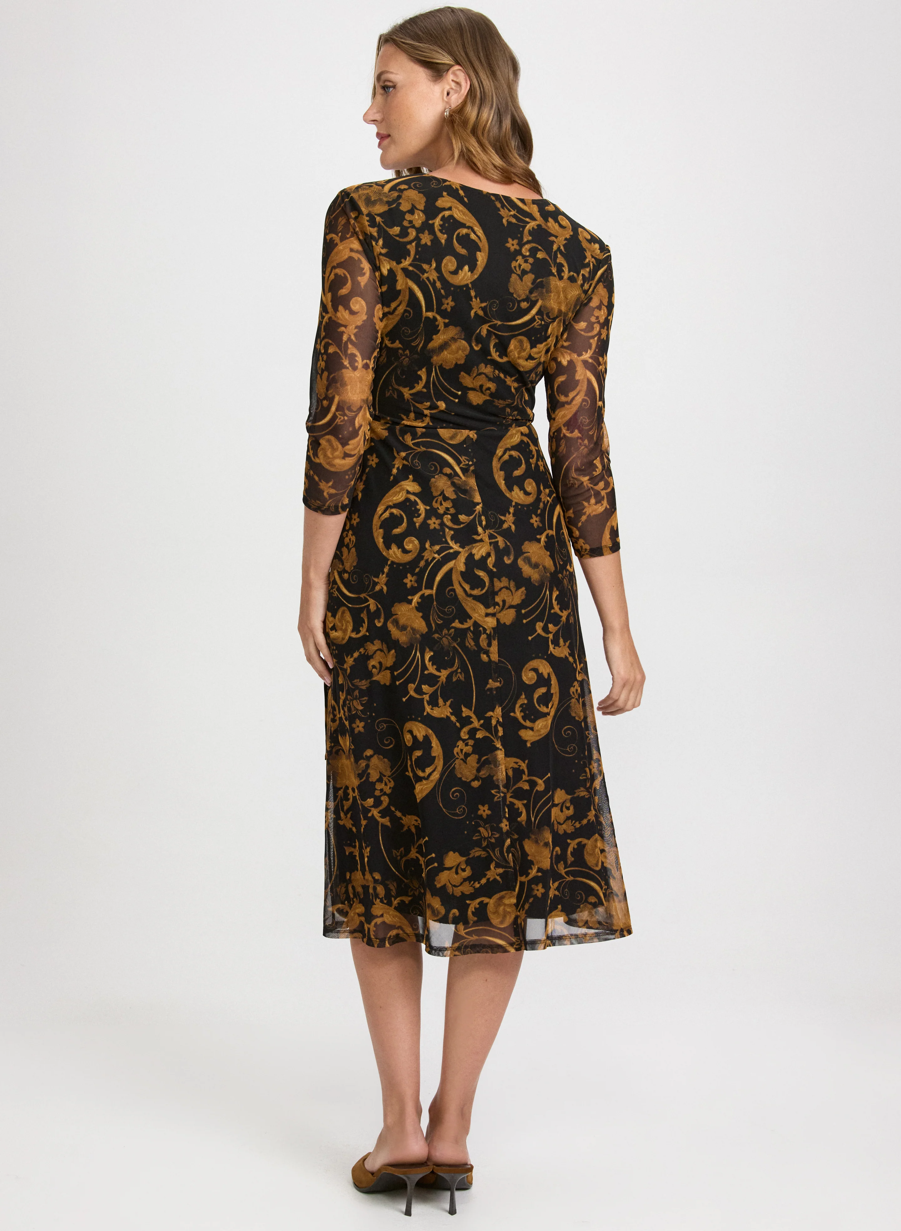 Paisley Faux-Wrap Dress - Image 3