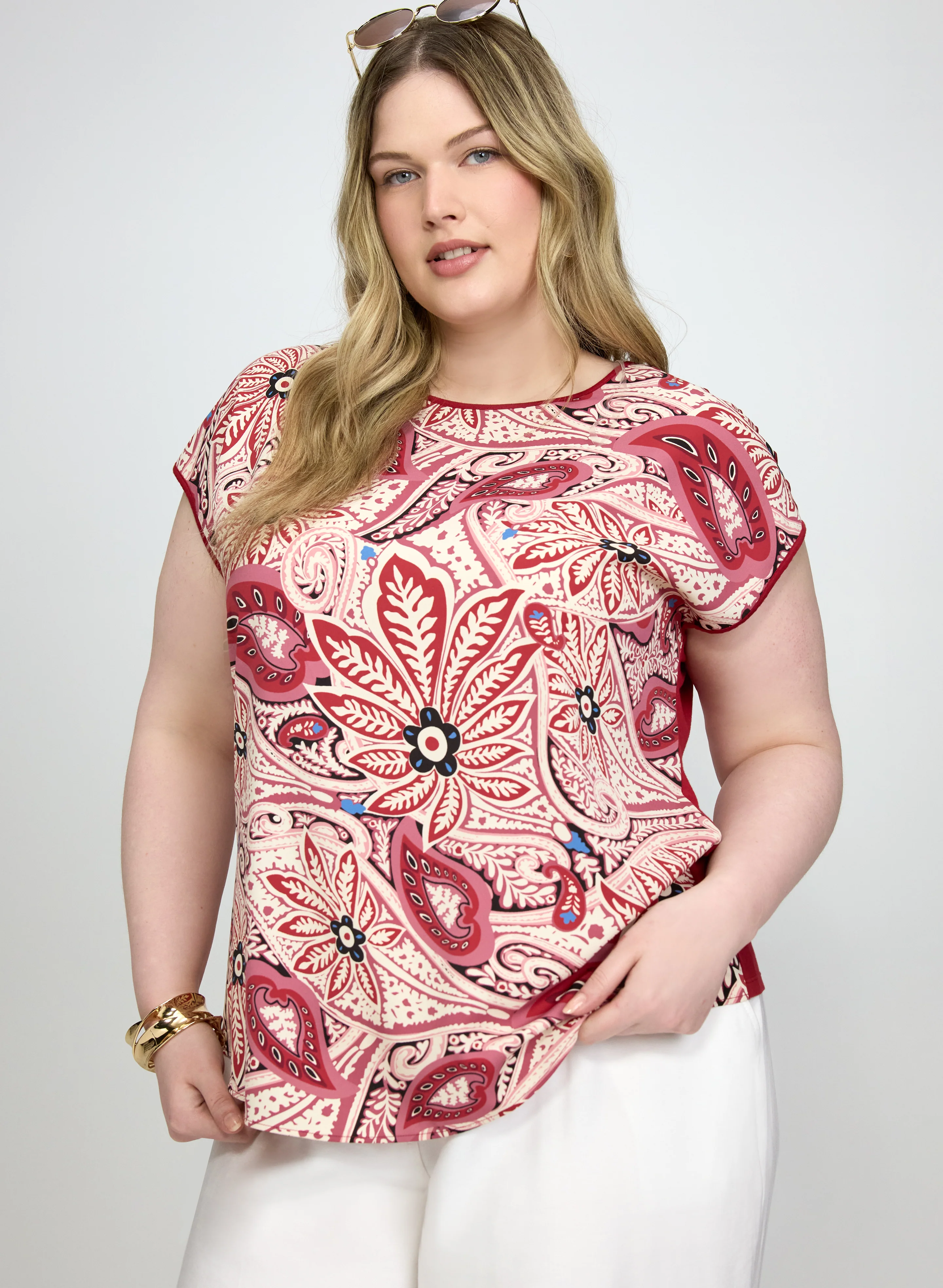 Paisley Front Short Sleeve Top - Image 5