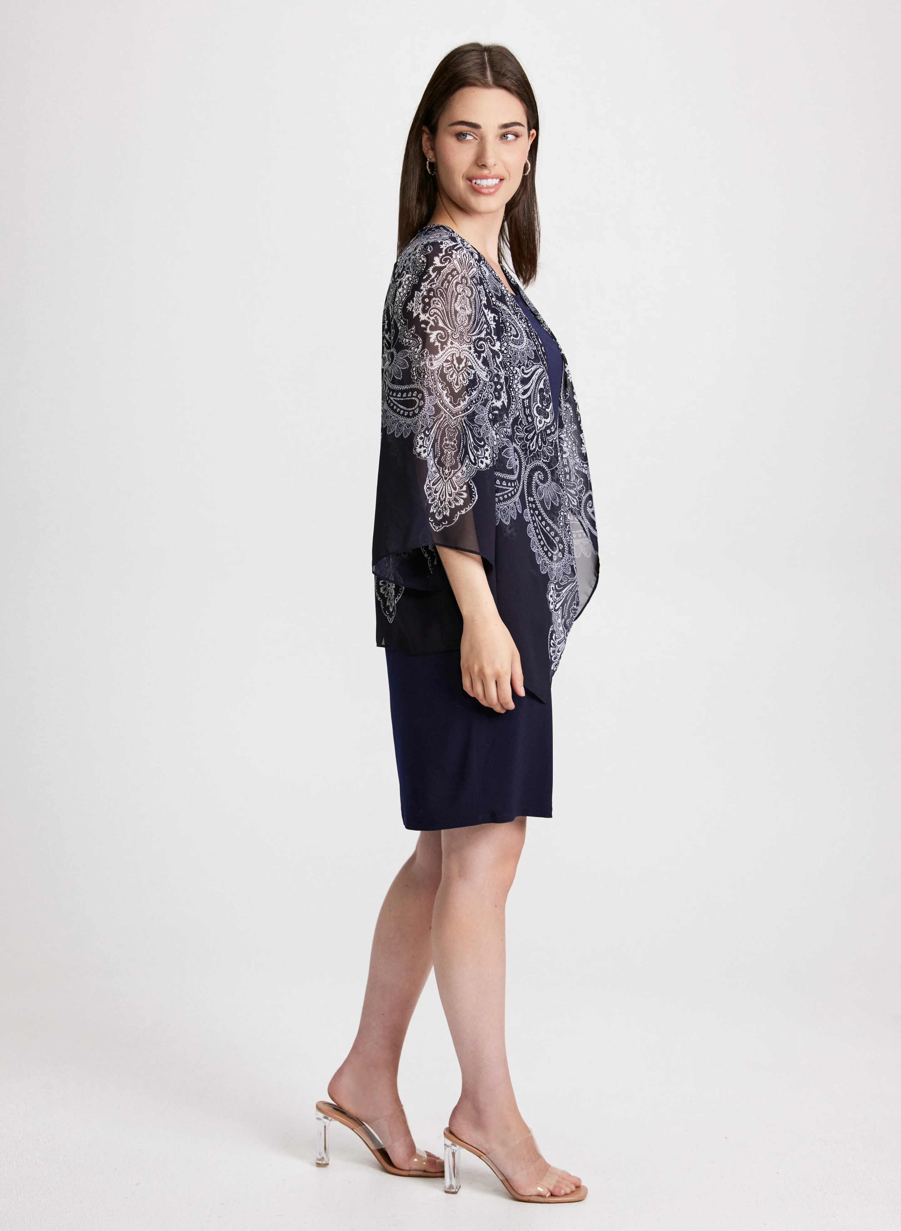 Paisley Print Fooler Cardigan Dress - Image 2