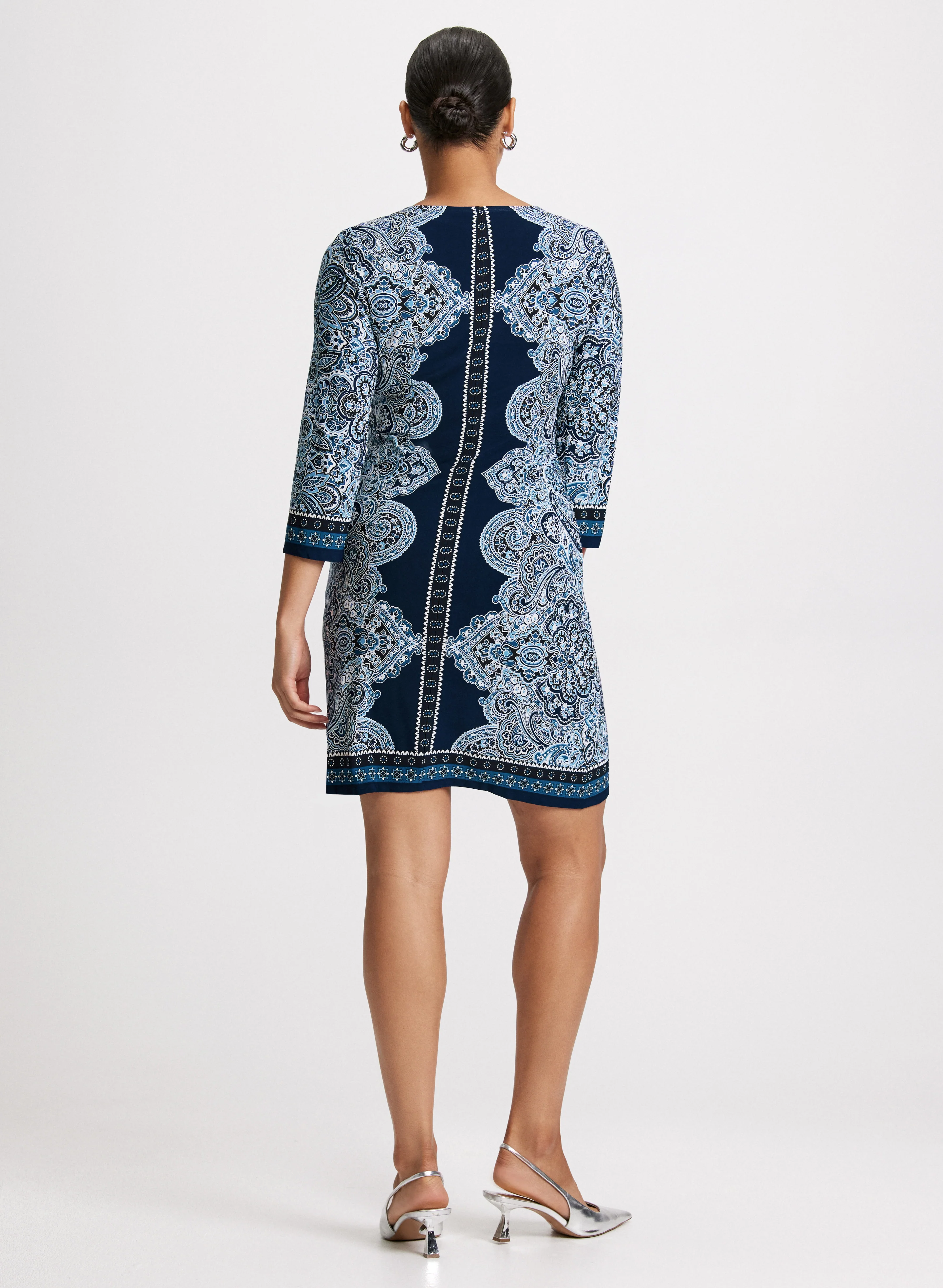 Paisley Print Keyhole Detail Dress - Image 3