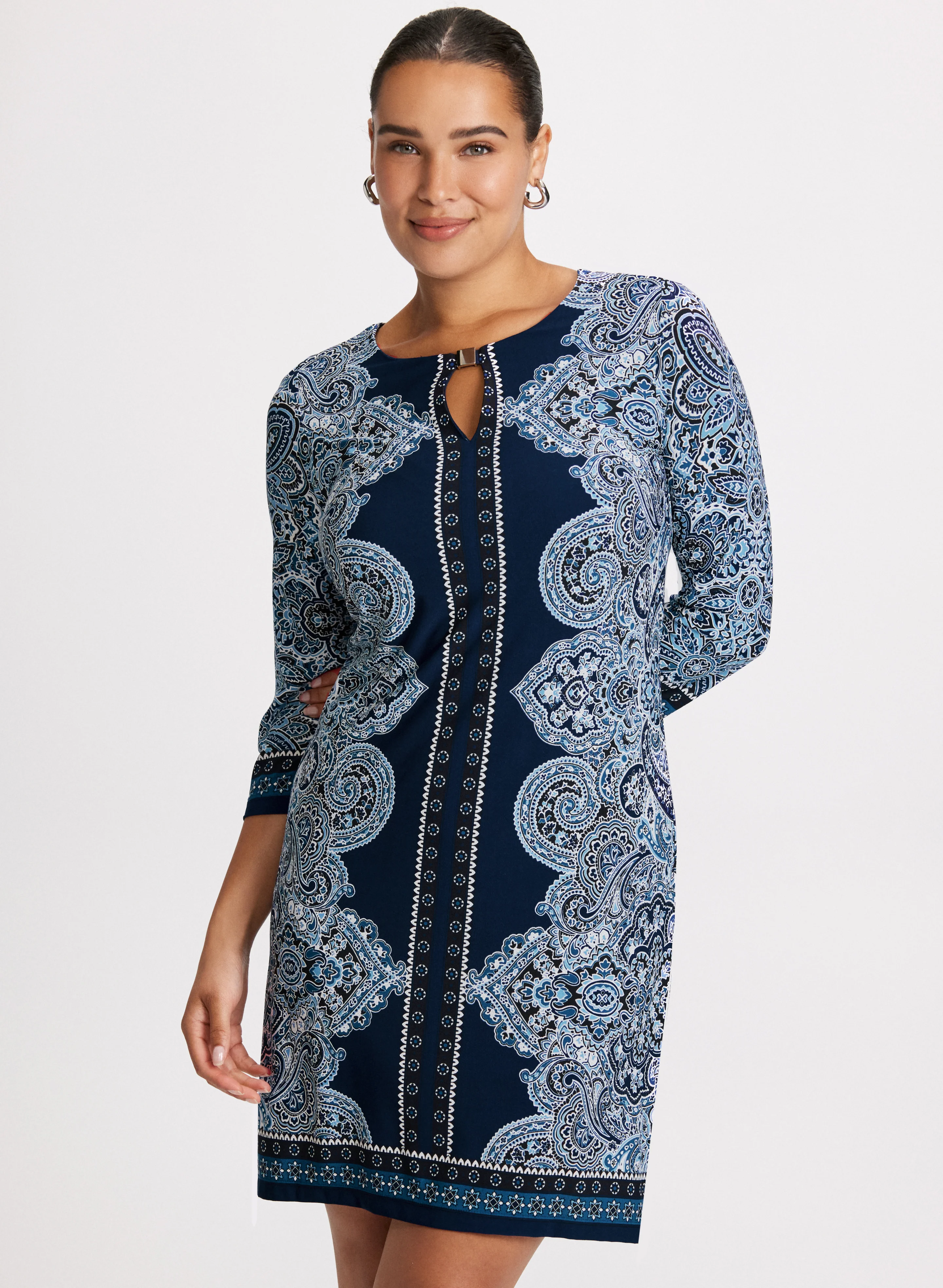 Paisley Print Keyhole Detail Dress - Image 4