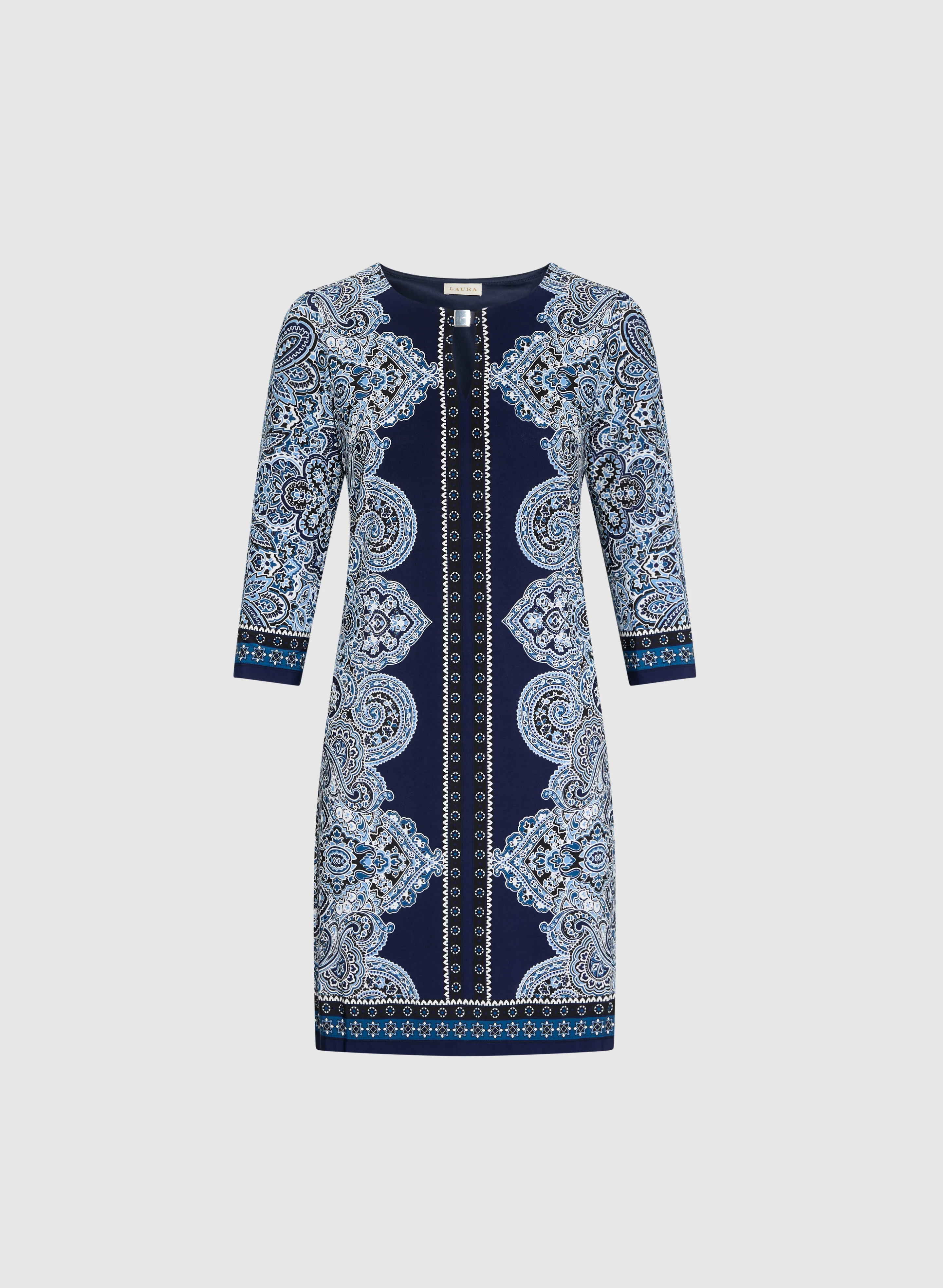 Paisley Print Keyhole Detail Dress - Image 5