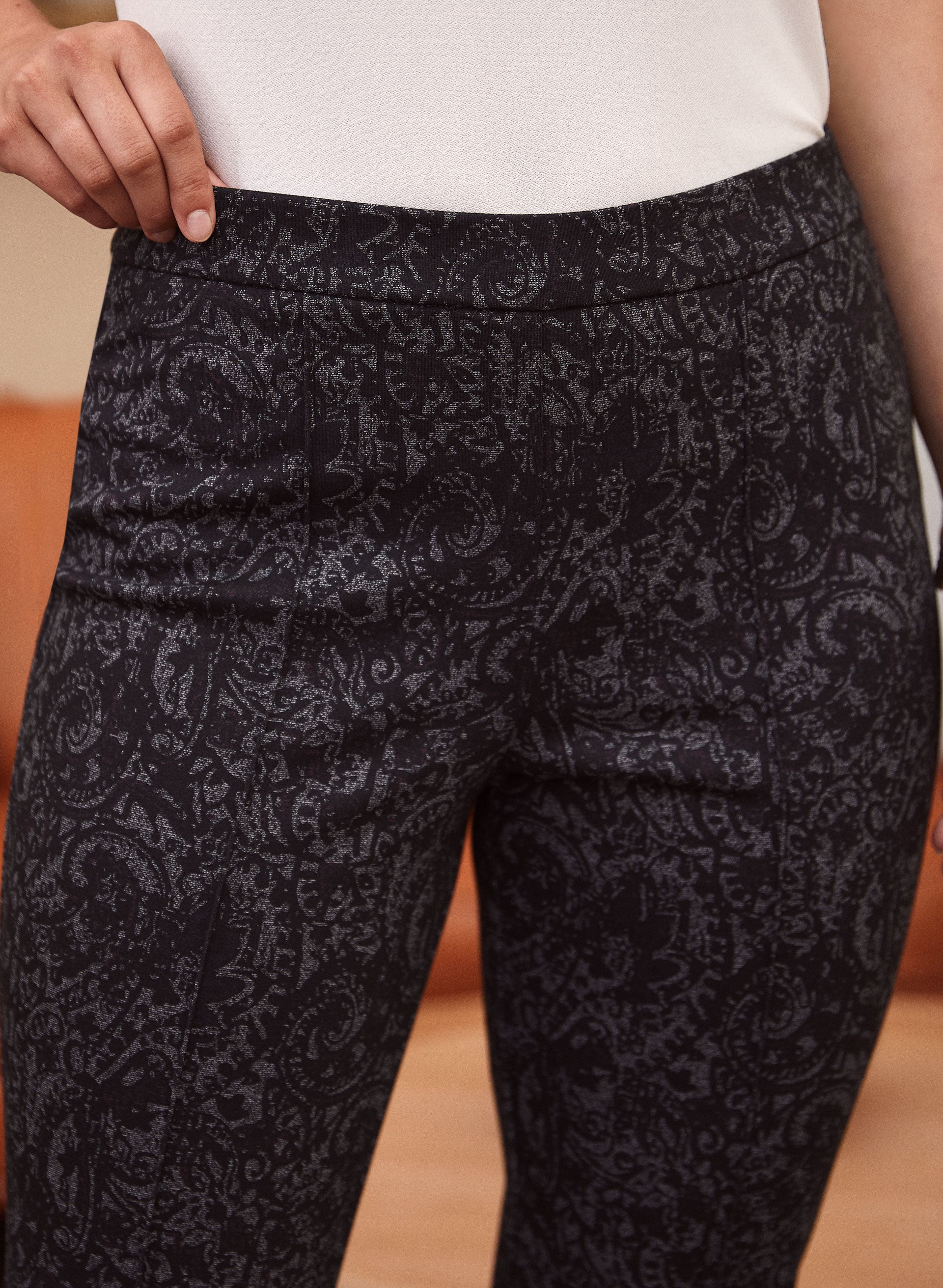 Paisley Print Pull-On Pants - Image 4