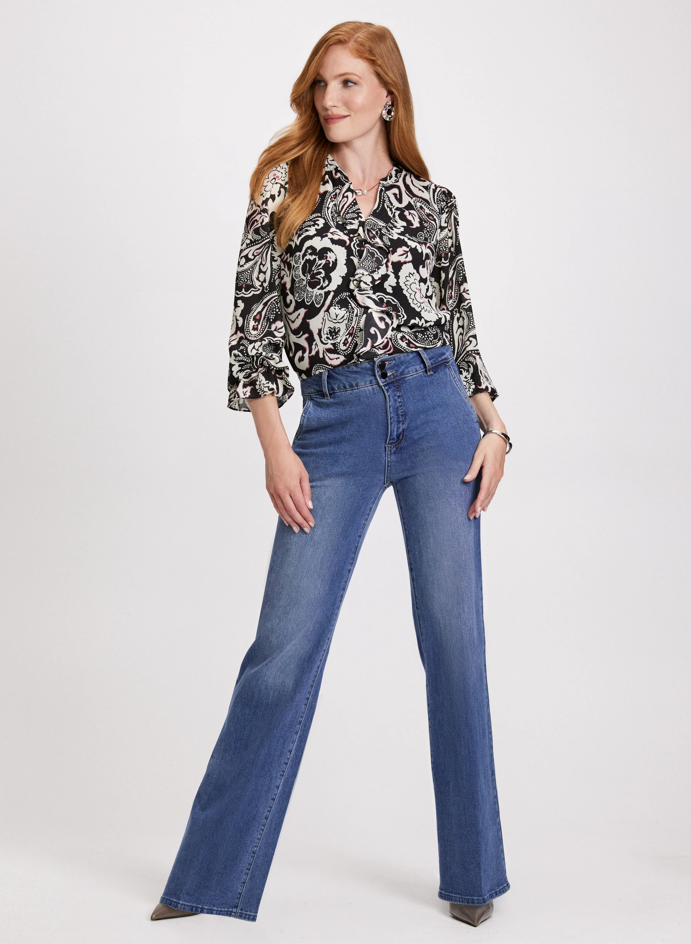 Paisley Print Ruffle Front Blouse - Image 3