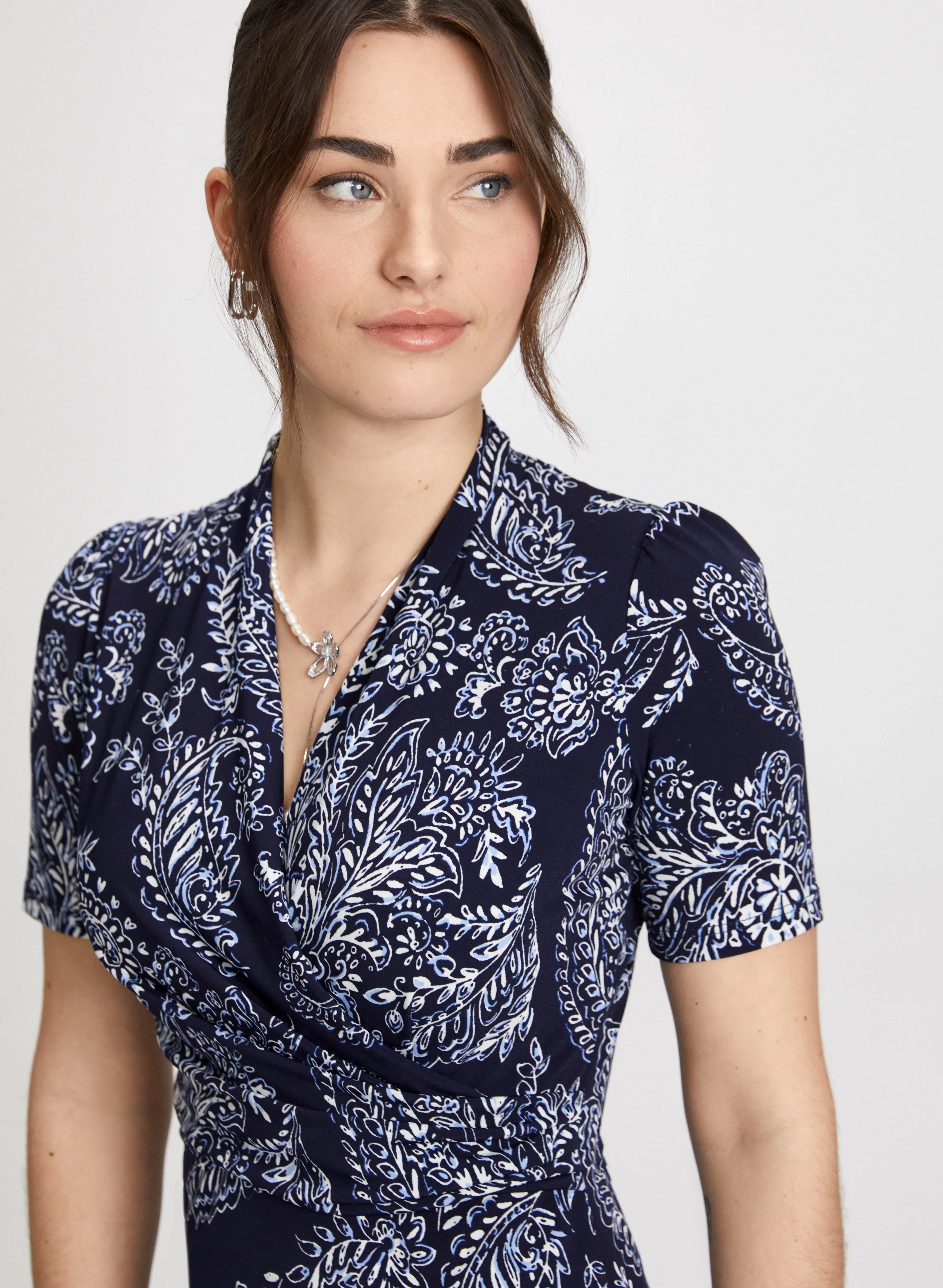 Paisley Print V-Neck Top - Image 2