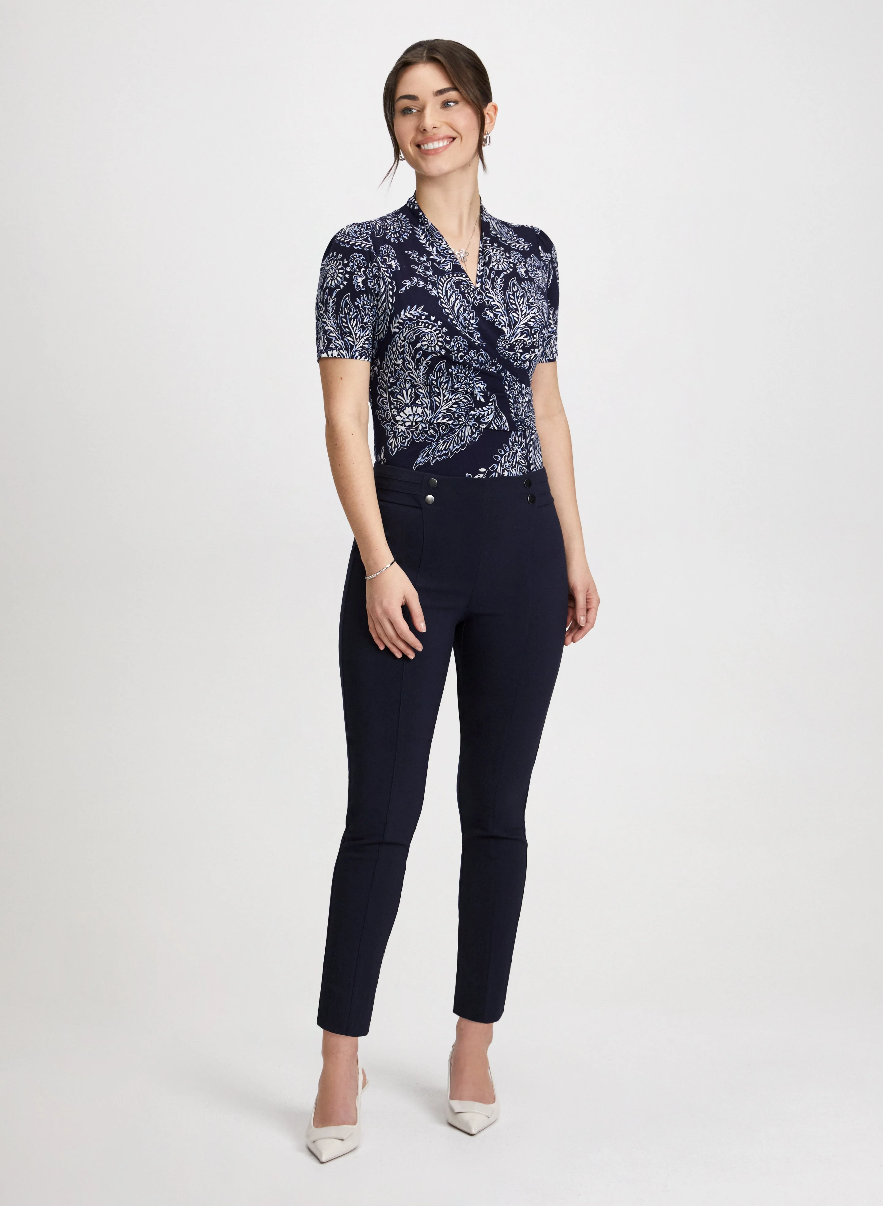 Paisley Print V-Neck Top - Image 3