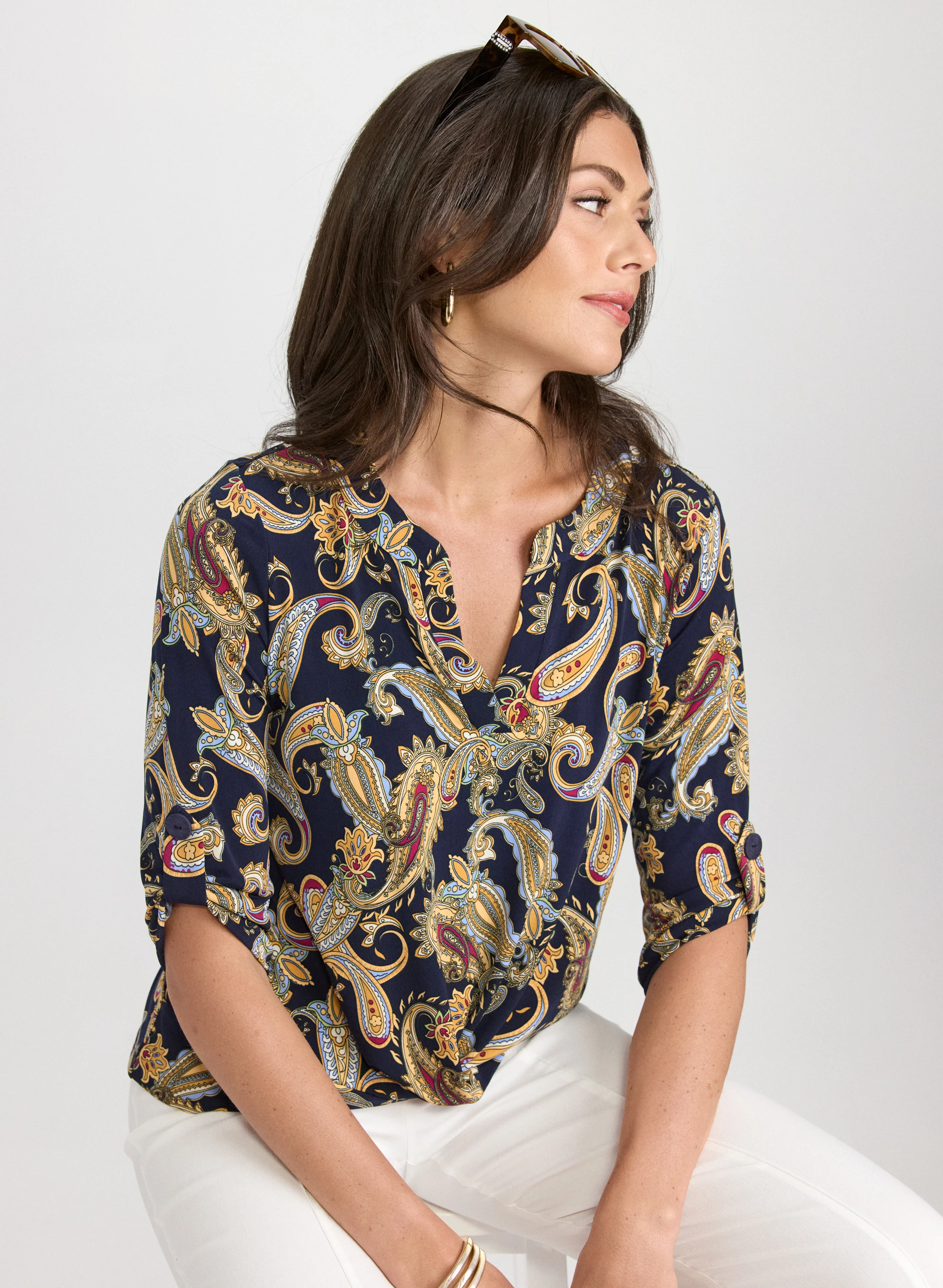 Paisley Split Neck Top - Image 2