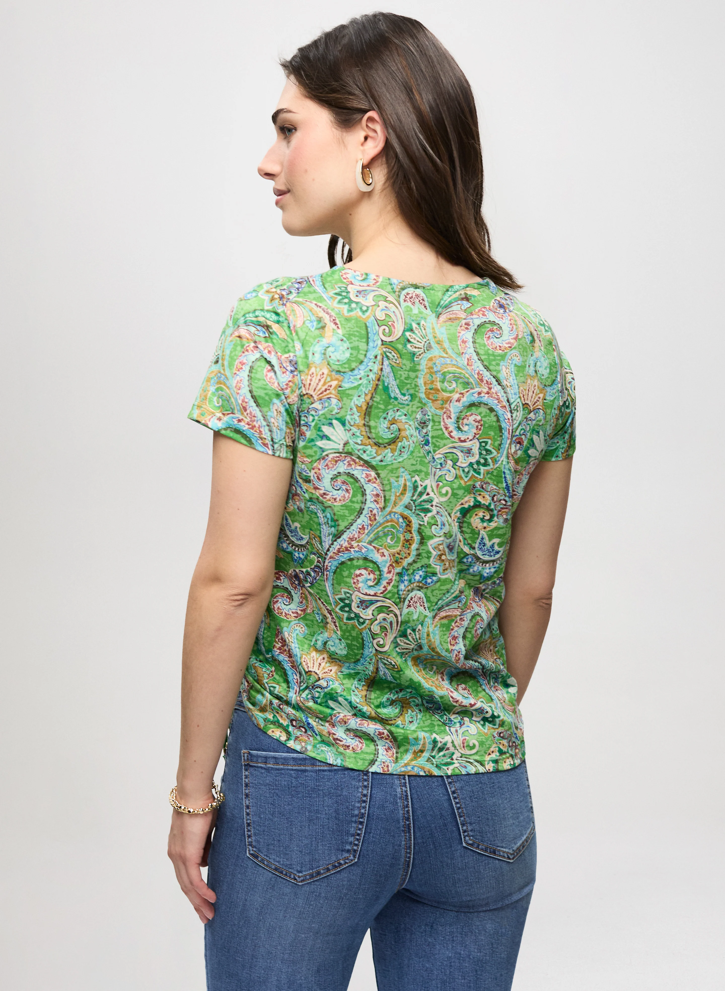 Drawstring Detail Paisley T-Shirt - Image 4