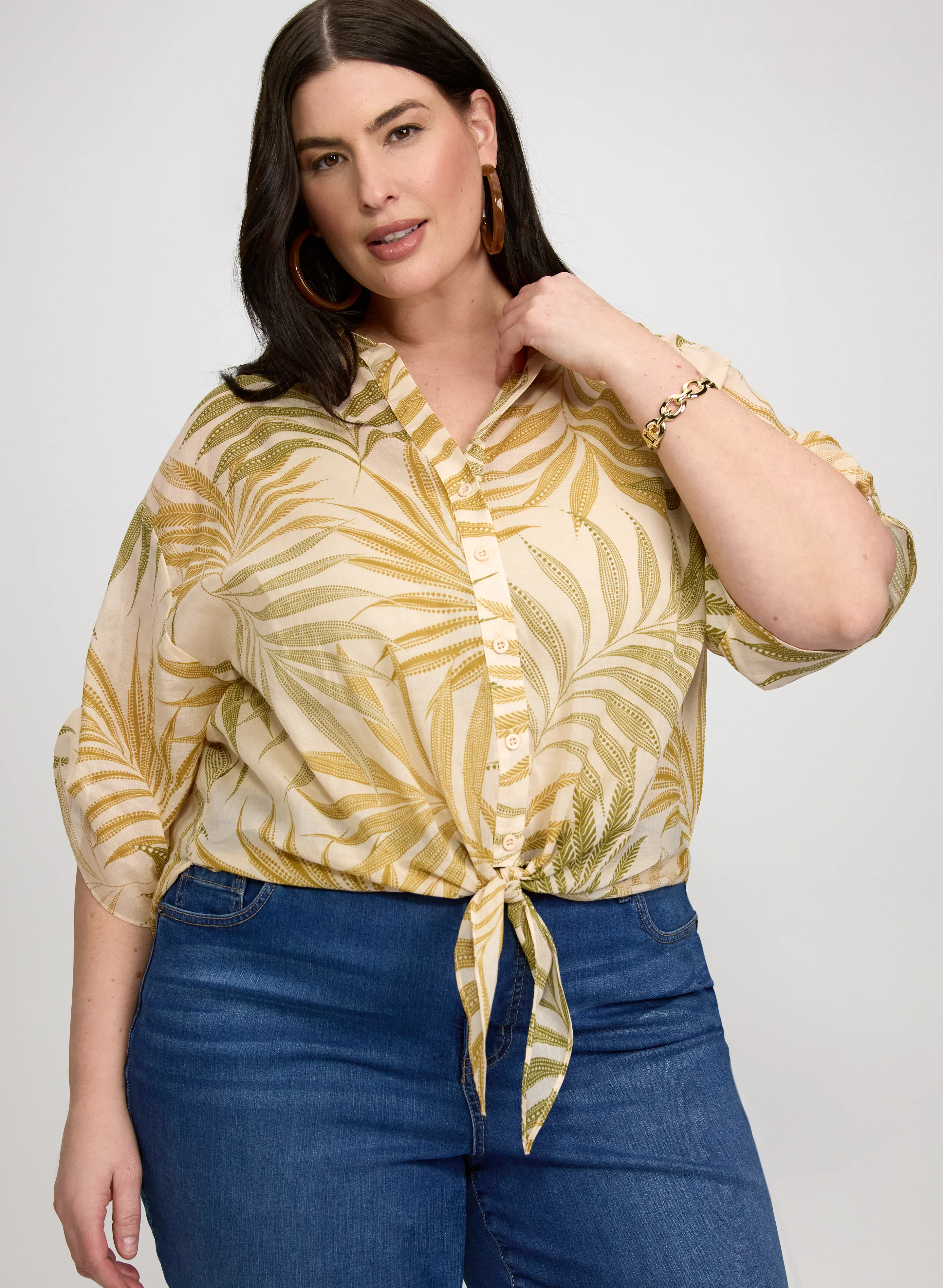 Palm Button-Down Blouse