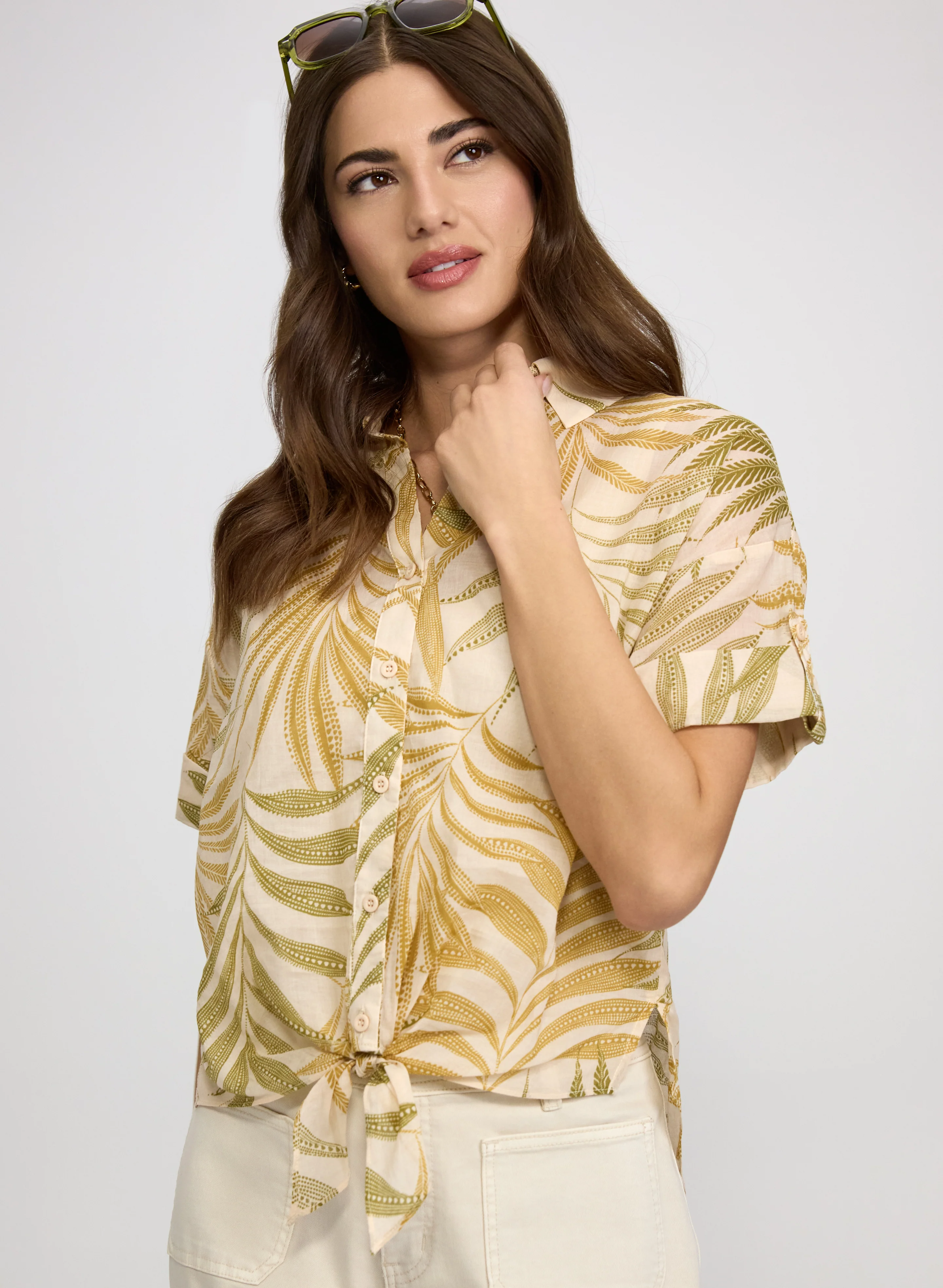 Palm Button-Down Blouse