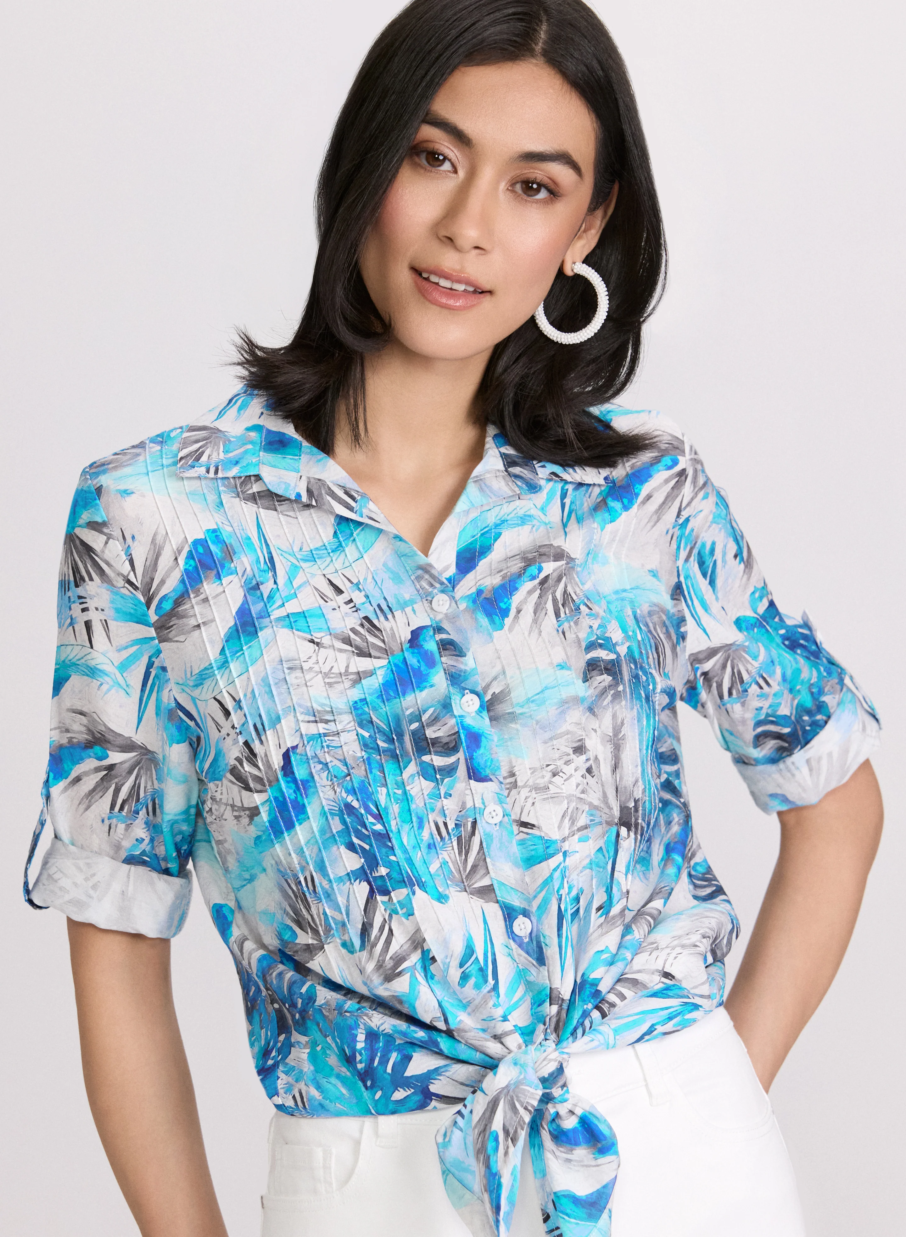 Palm Leaf Print Blouse - Image 2