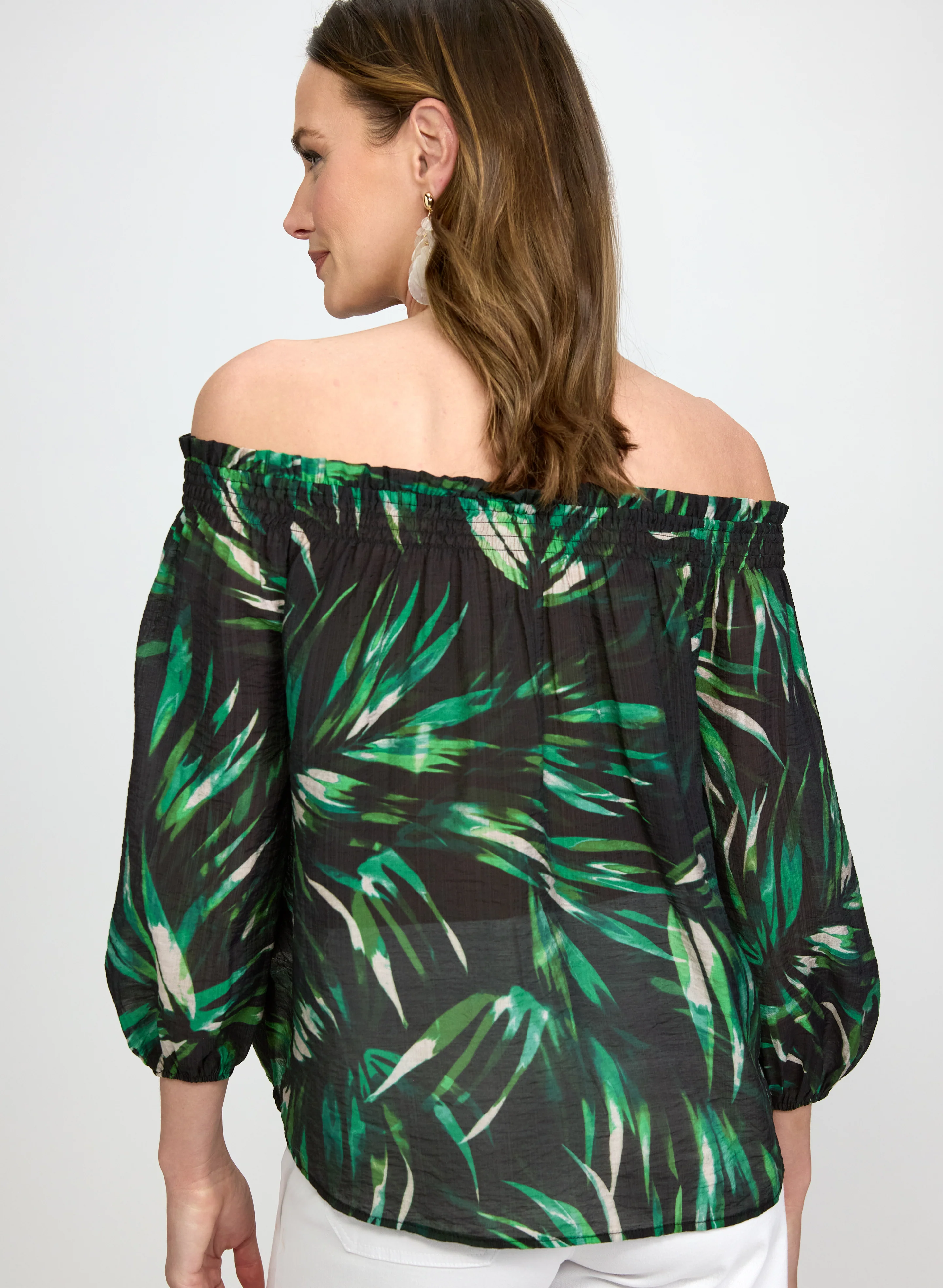 Palm Print Off-Shoulder Top - Image 4