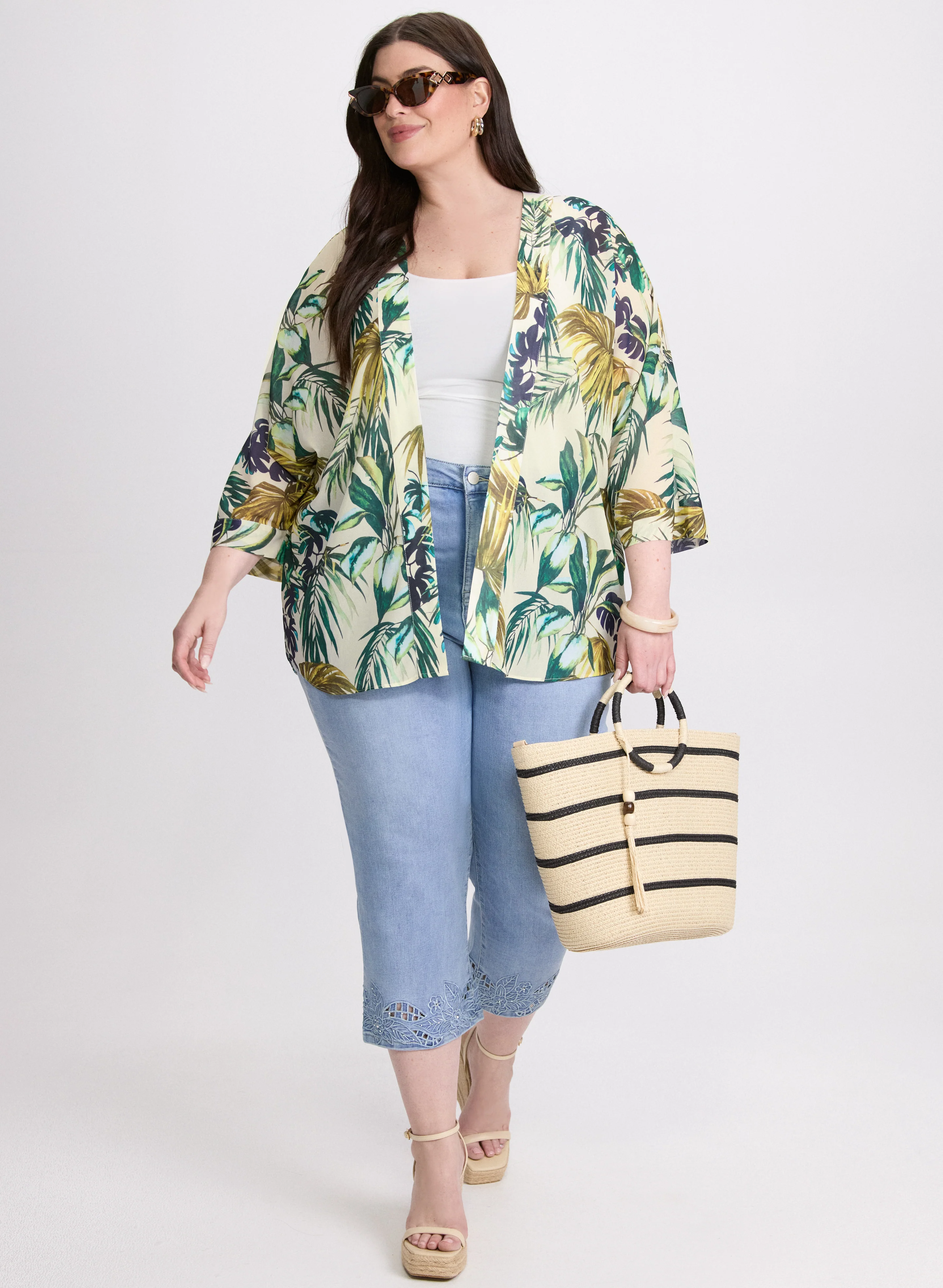 Palm Print Open Blouse - Image 3