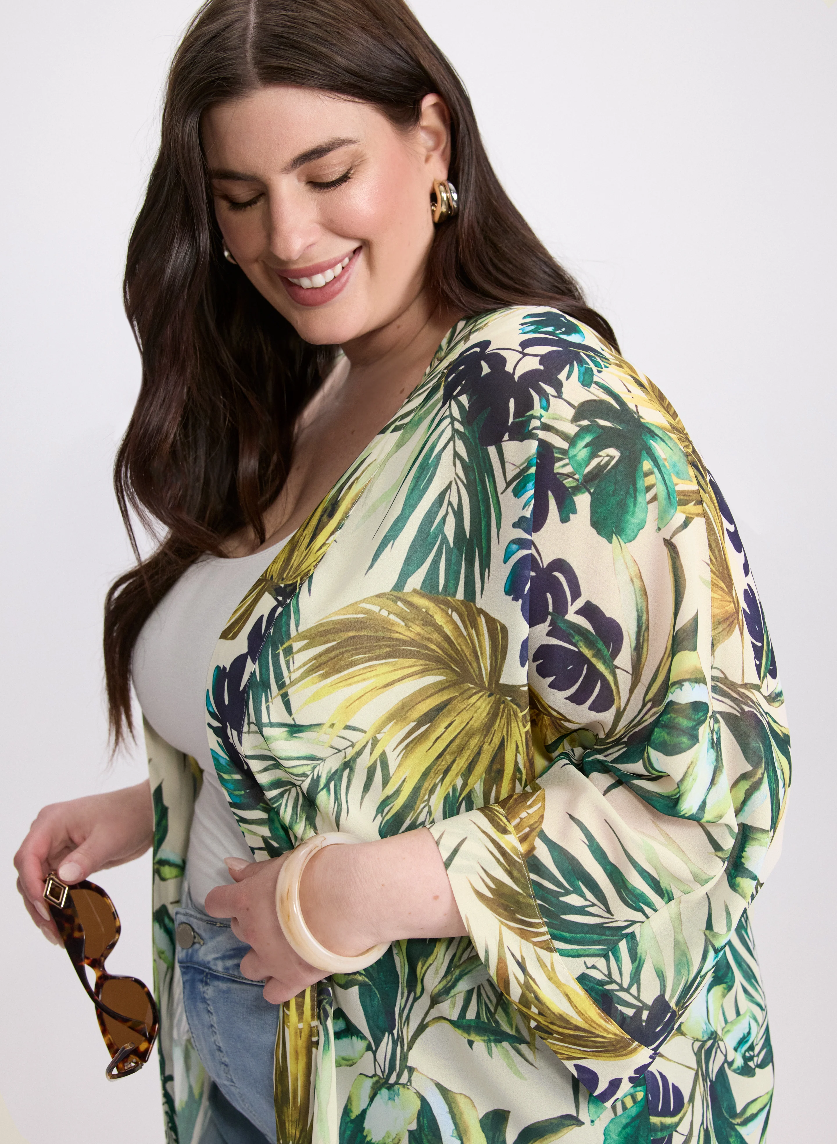 Palm Print Open Blouse - Image 5