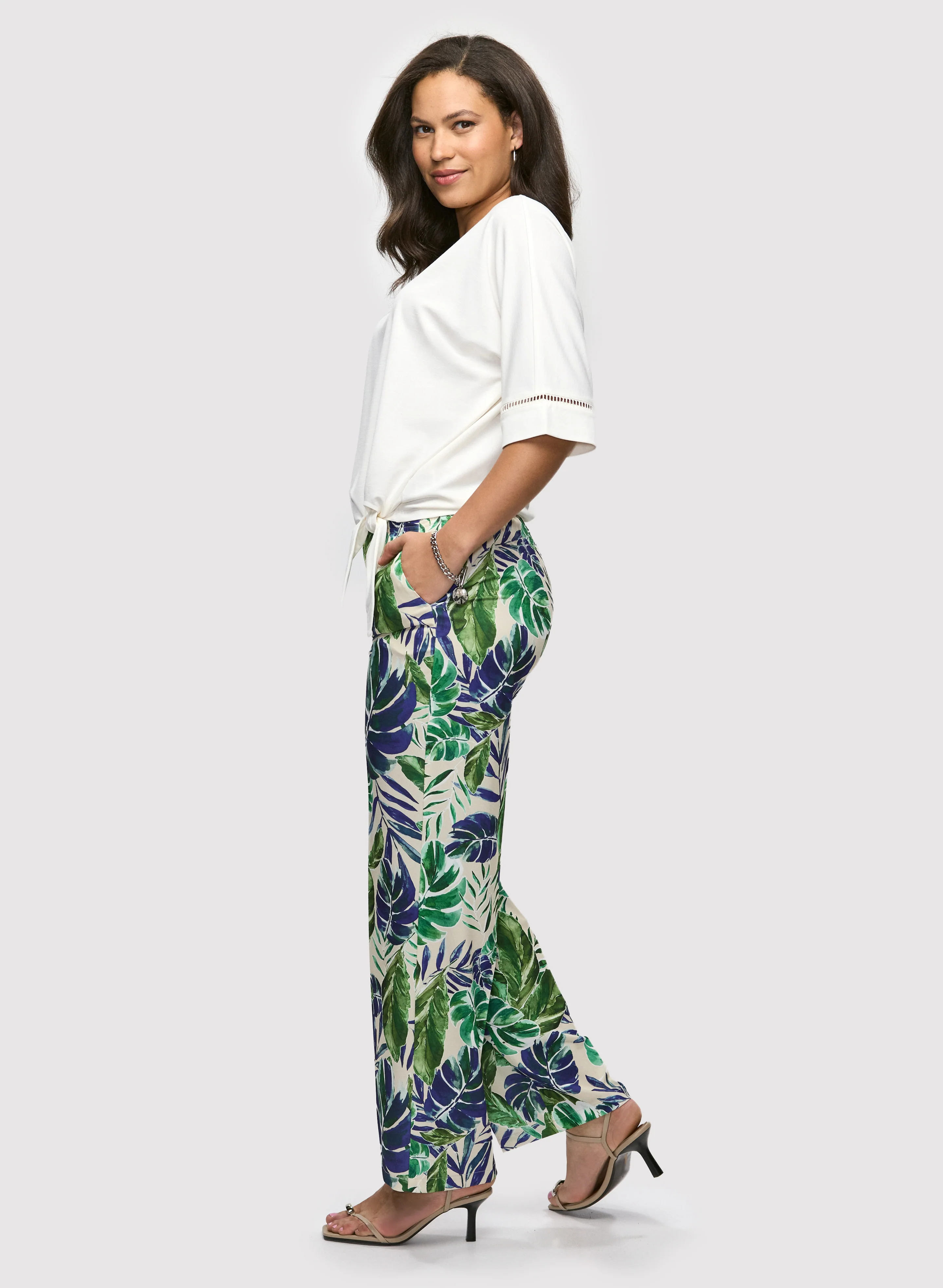 Palm Print Wide Leg Pants - Image 4