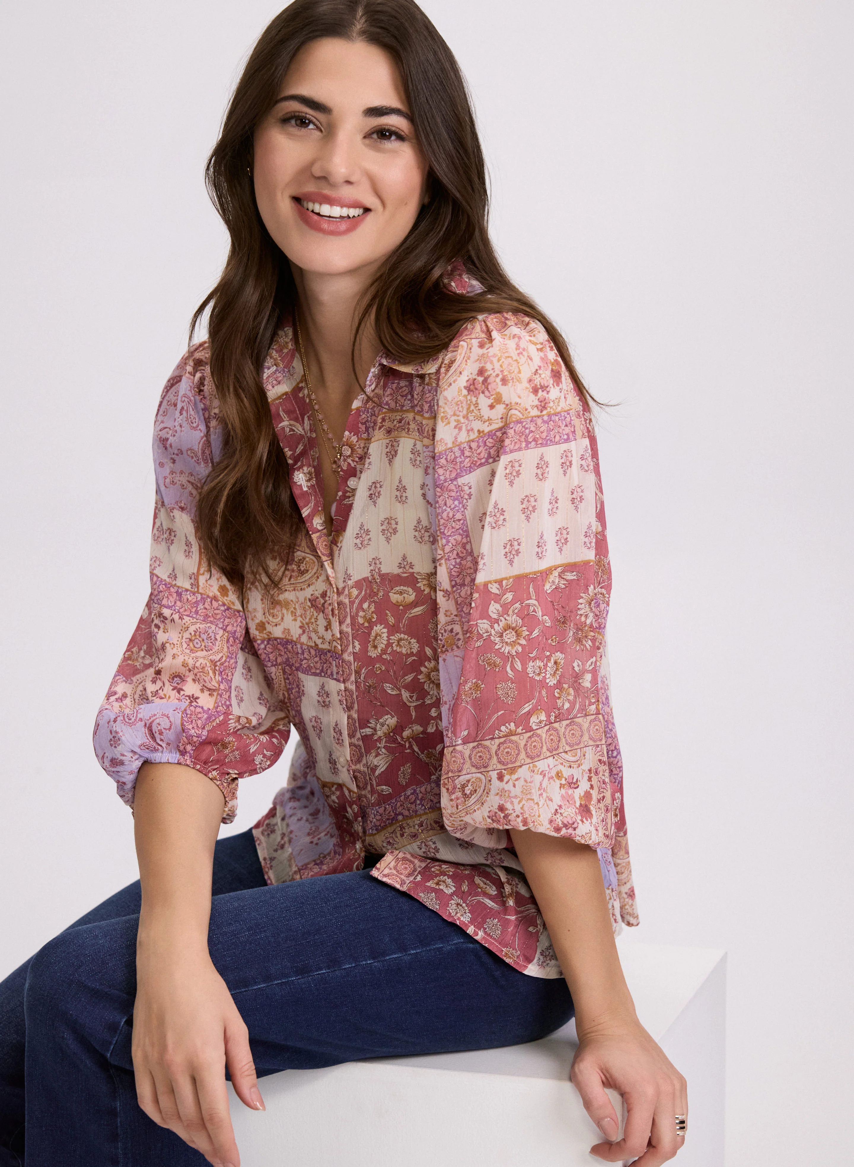 Patchwork Print Blouse
