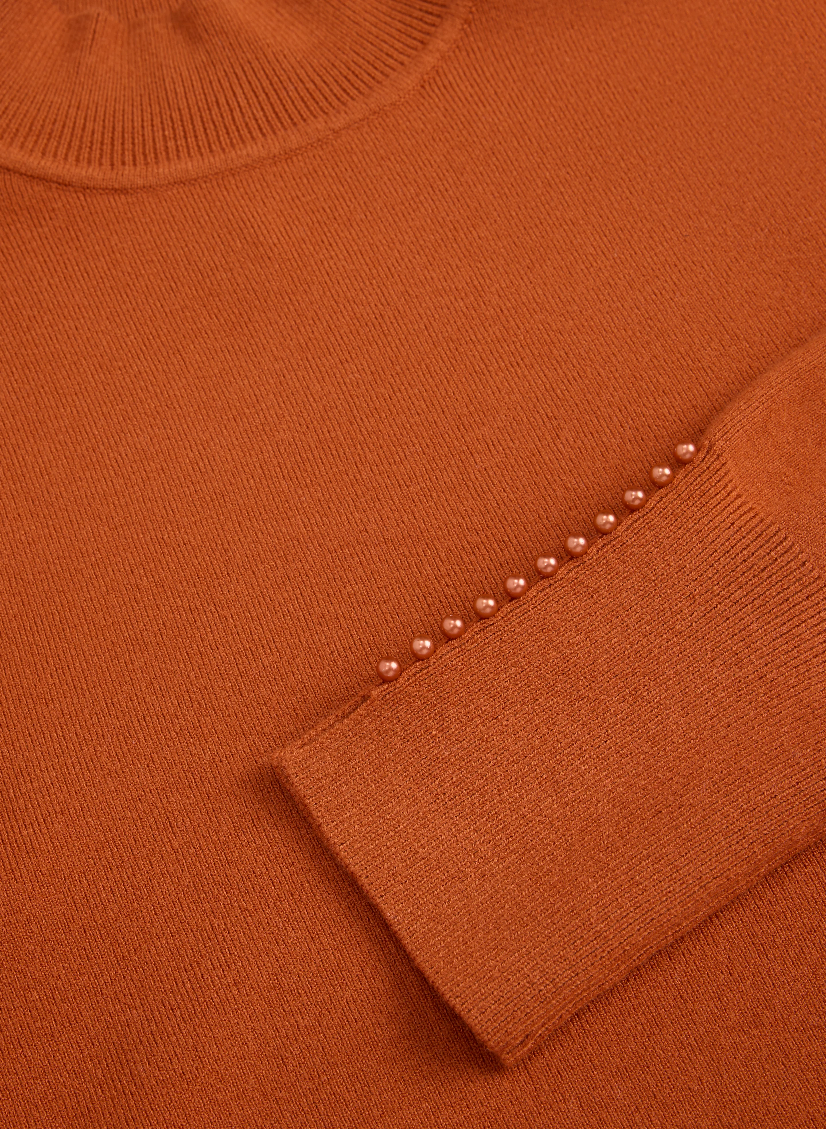 Pearl Detail Mock Neck Sweater - Image 7