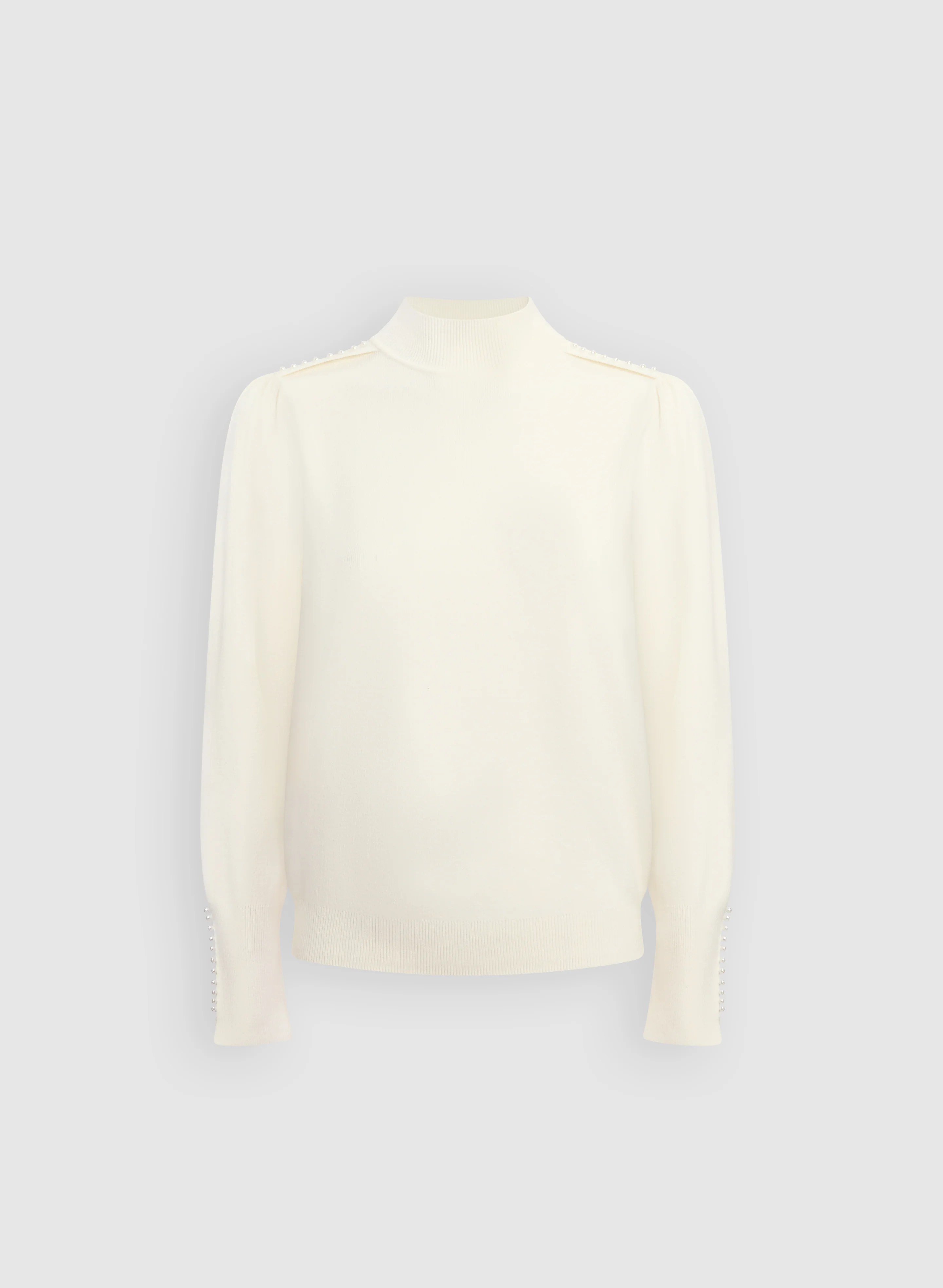 Pearl Detail Mock Neck Sweater - Image 6