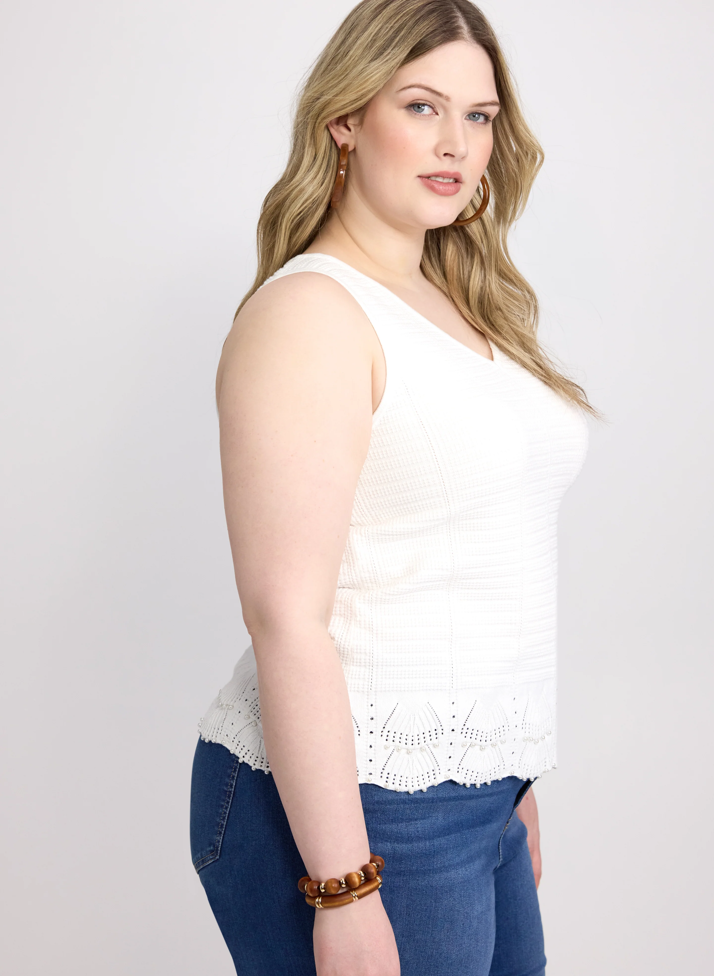 Pearl Embellished Knit Tank Top - Image 5