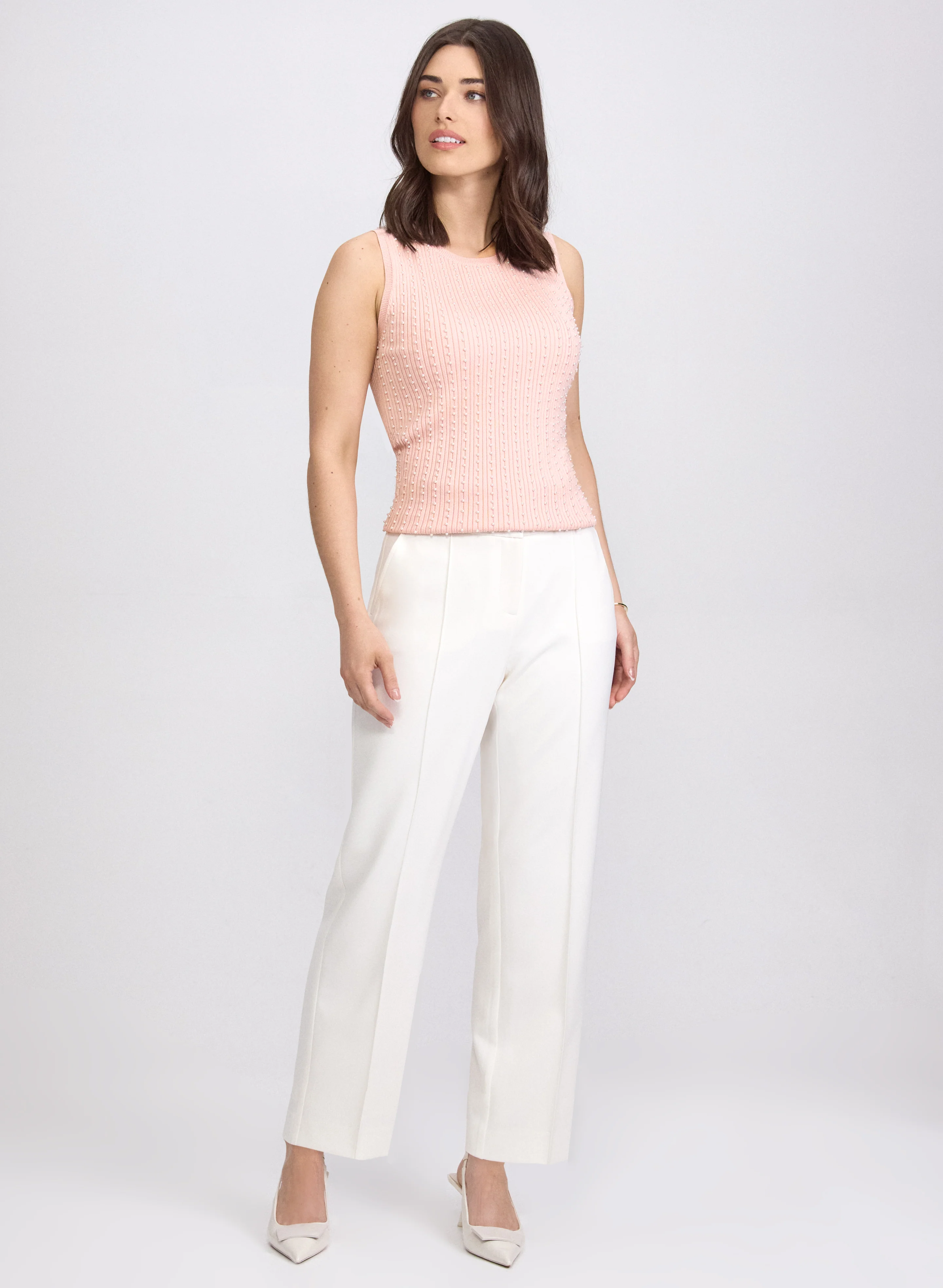 Pearl Embellished Sleeveless Knit - Image 3