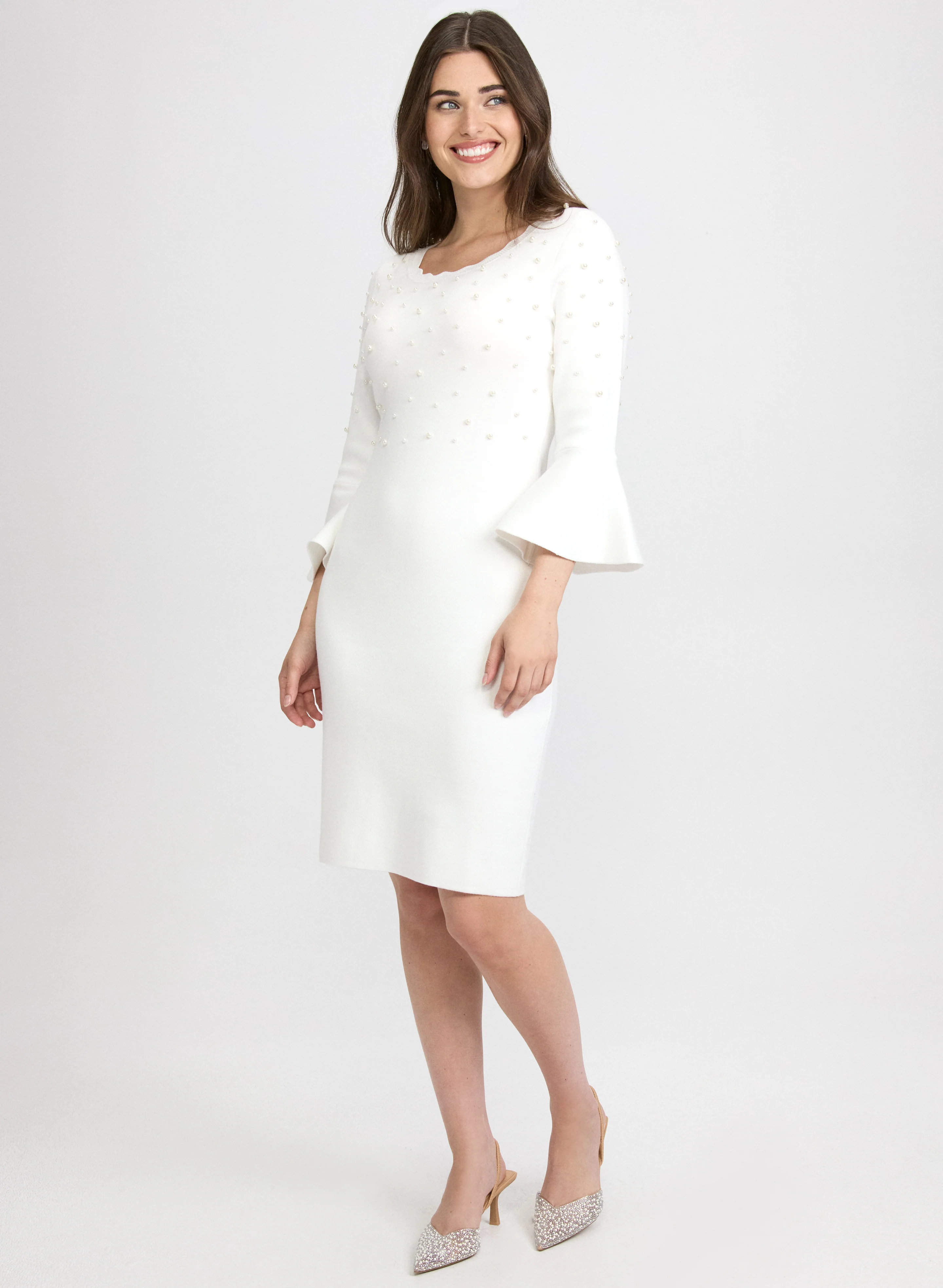 Pearl Embellished Sweater Dress - Image 4