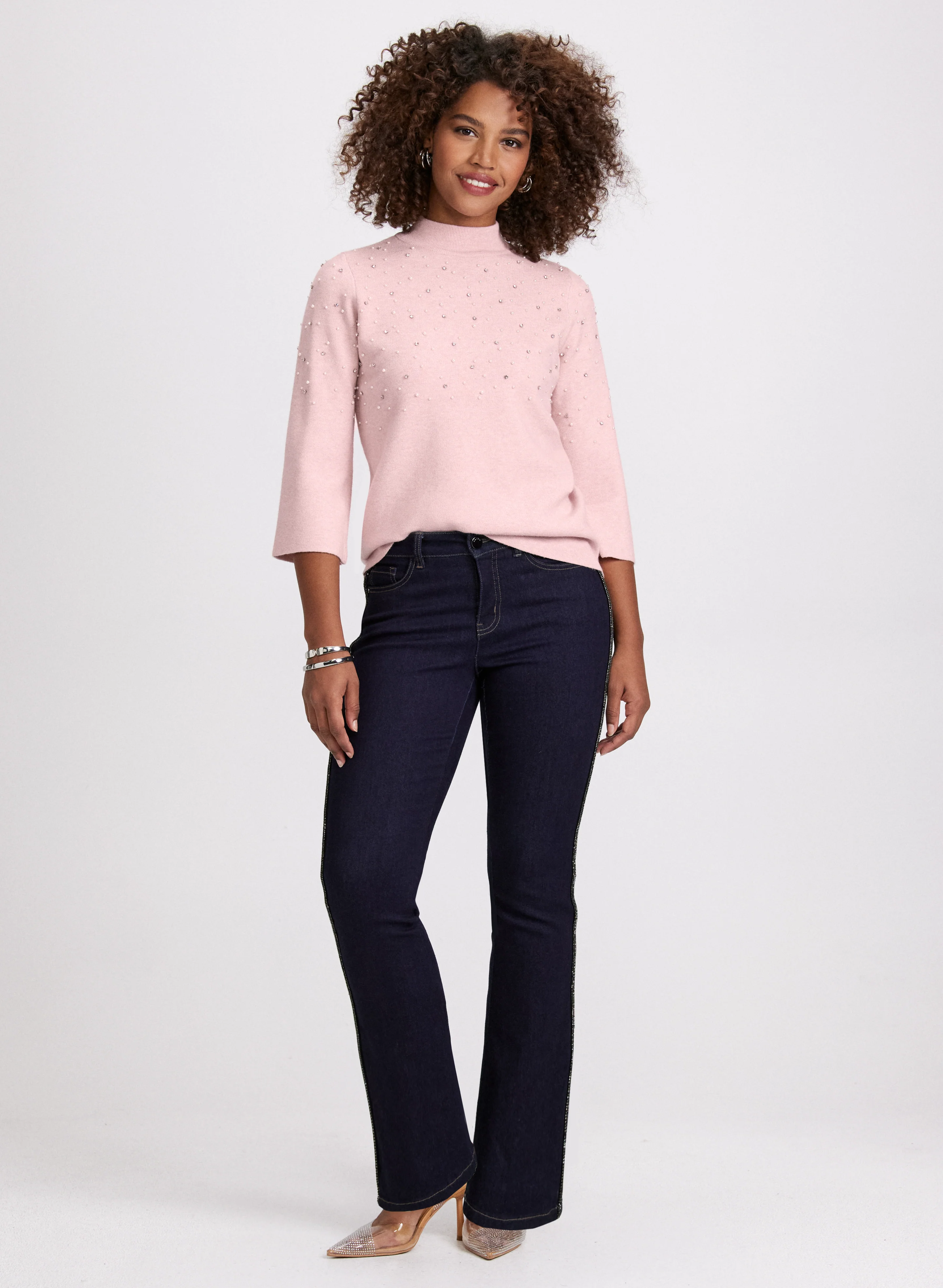 Pearl & Rhinestone Trim Sweater - Image 2